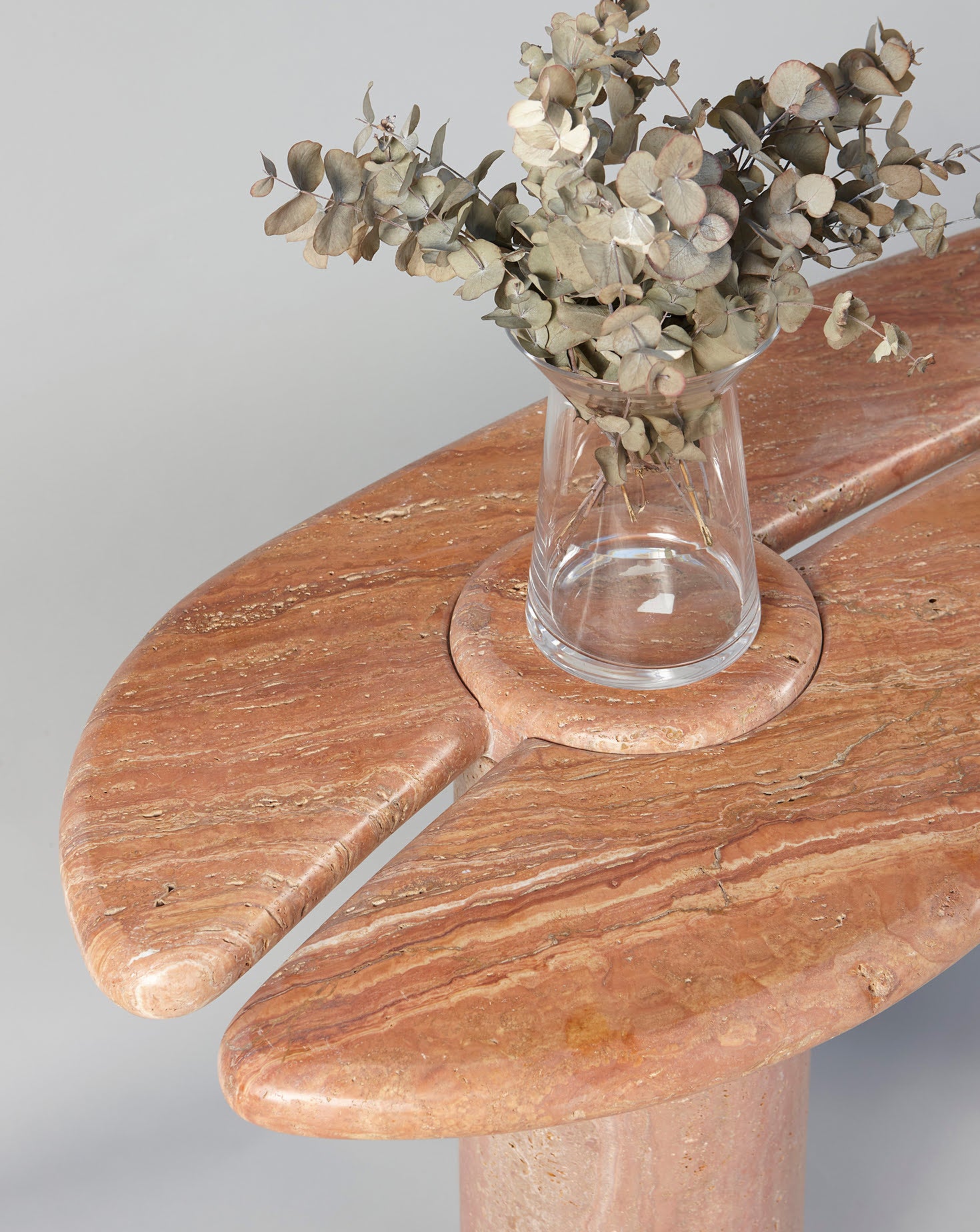 Sculptural Travetino Rosso Mistral Console Table