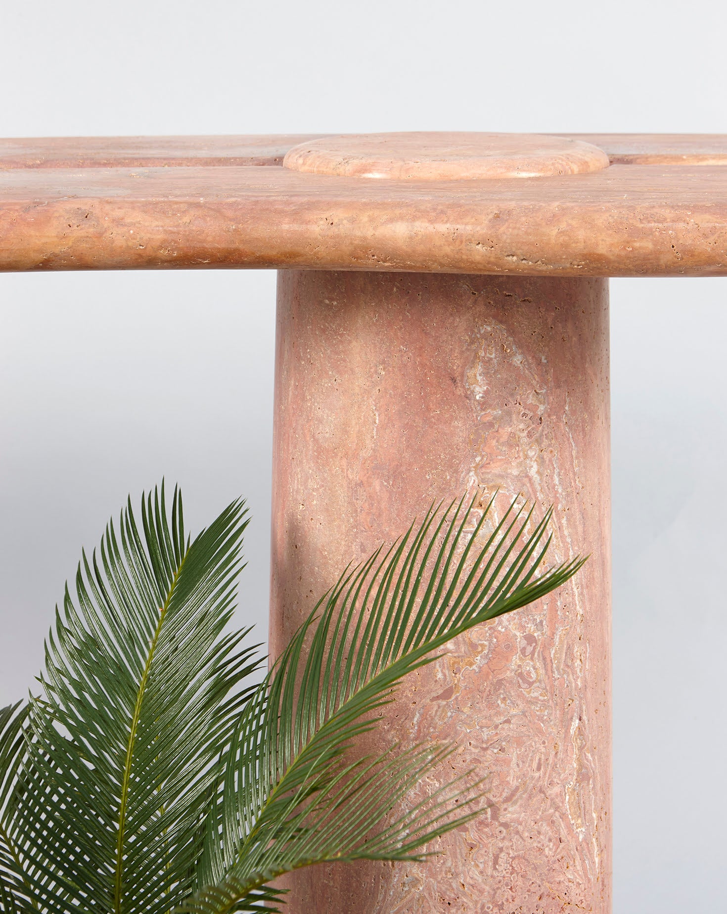 Sculptural Travetino Rosso Mistral Console Table