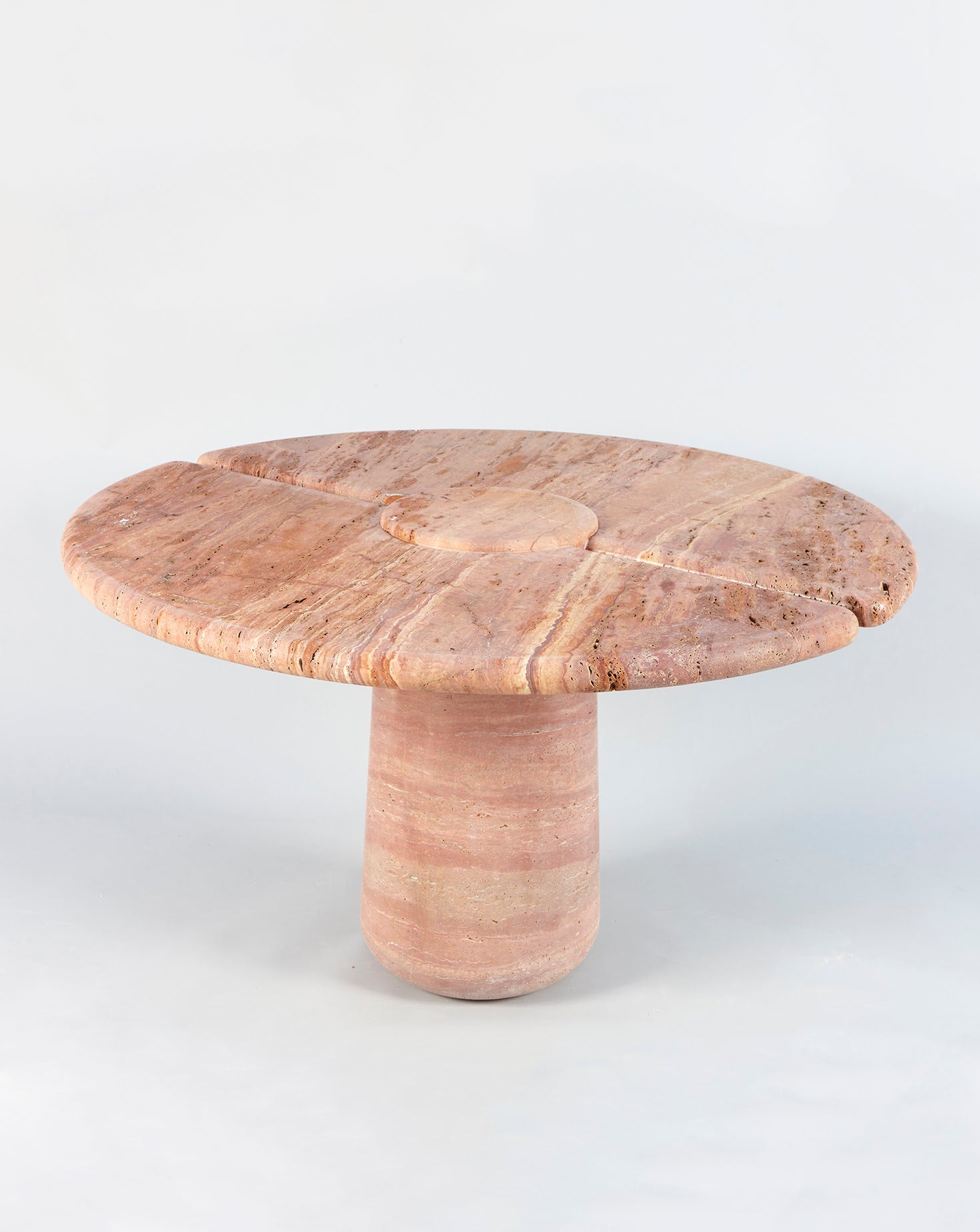 Sculptural Travetino Rosso Mistral Dining Table