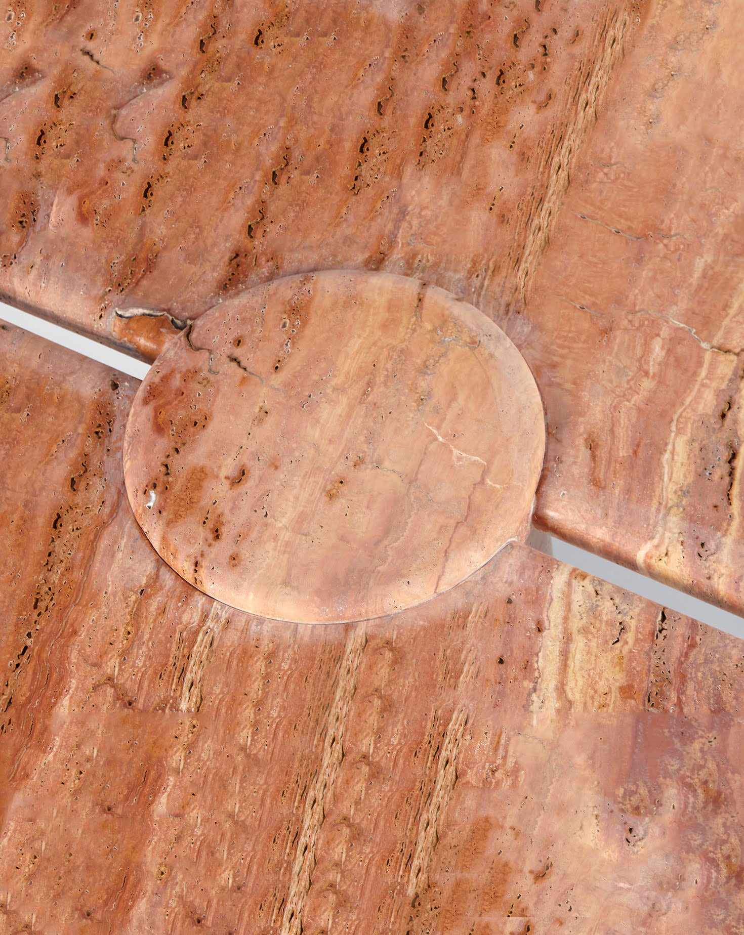 Sculptural Travetino Rosso Mistral Dining Table