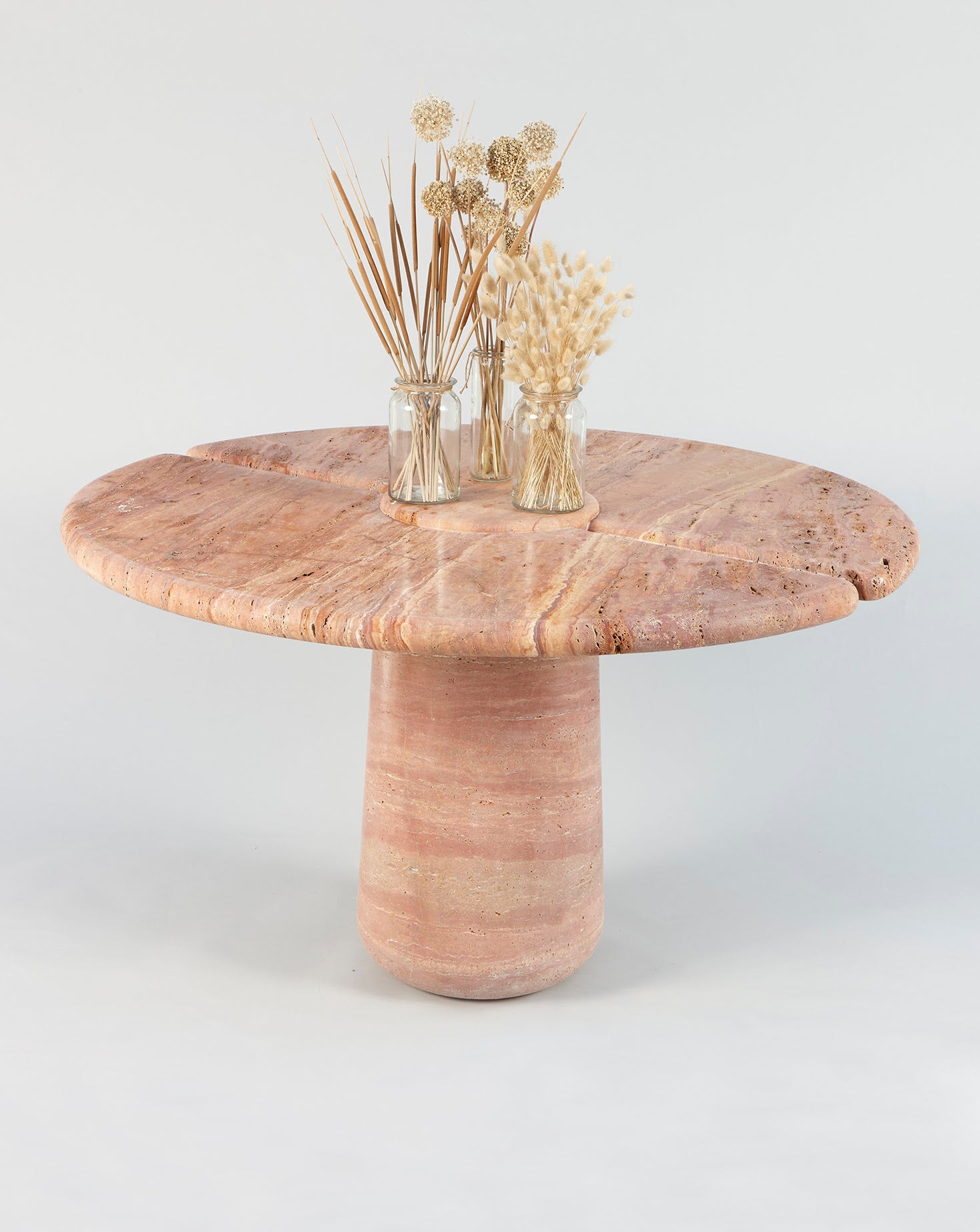 Sculptural Travetino Rosso Mistral Dining Table
