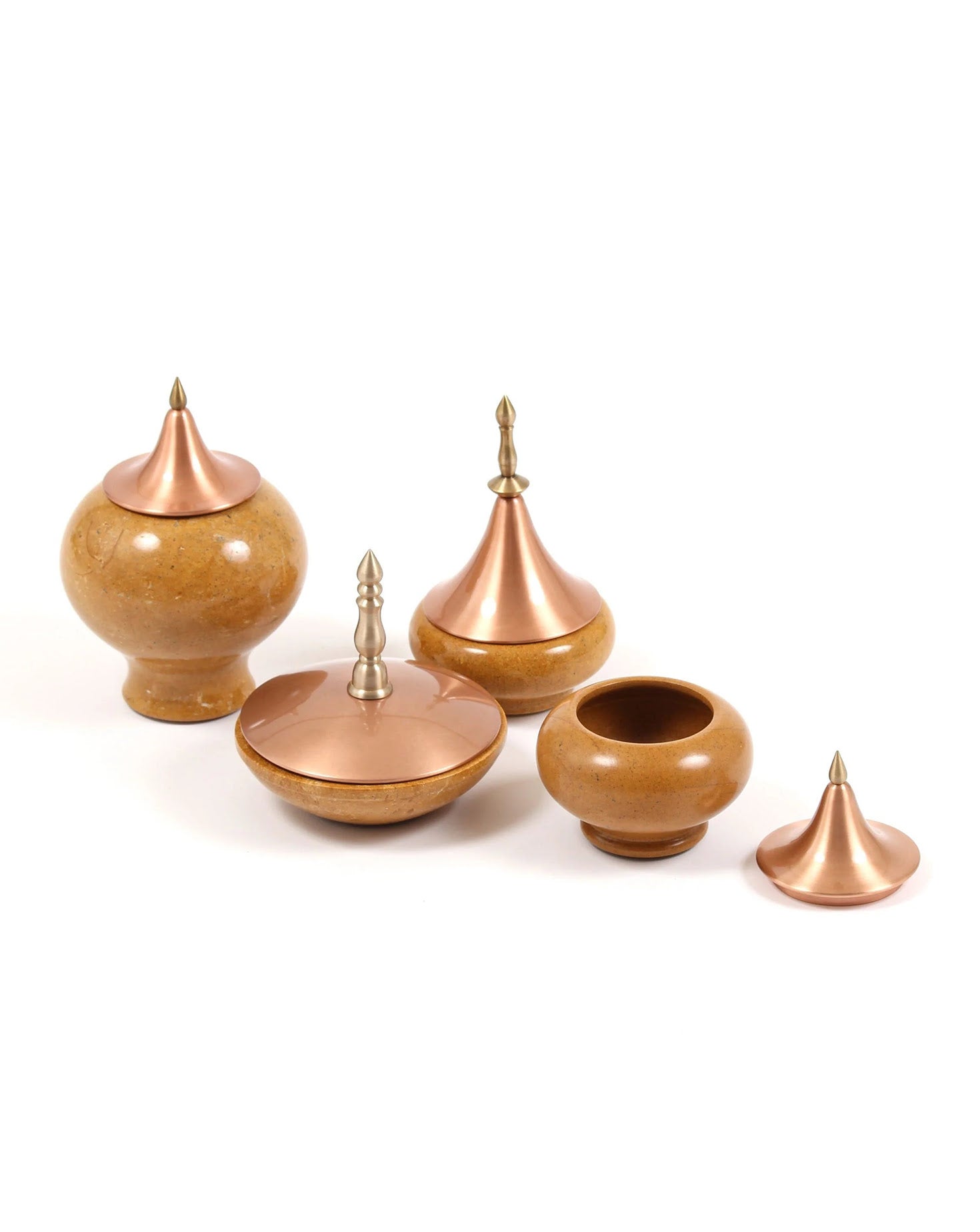 Spire Marble and Copper Yellow Vessel Sets of 4