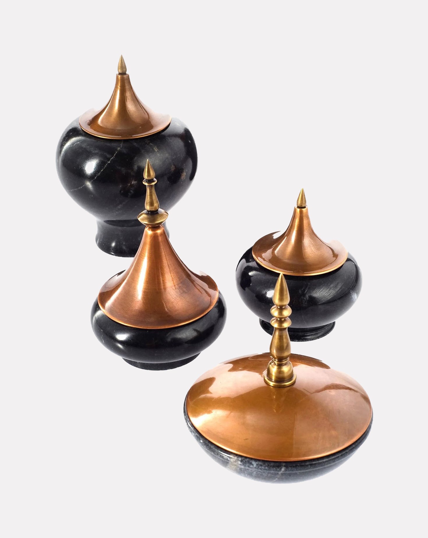 Spire Marble and Copper Black Vessel Sets of 4