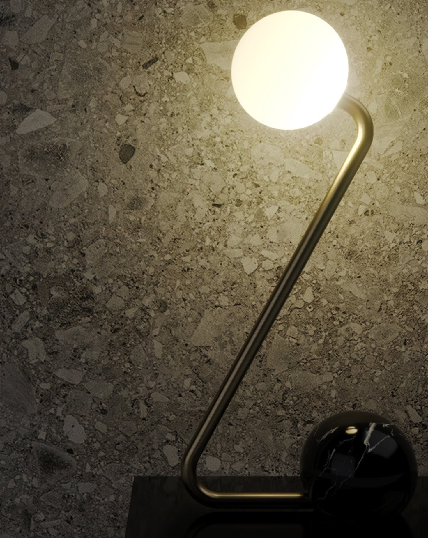 Swan Sculptural Brass and Marble Table Lamp