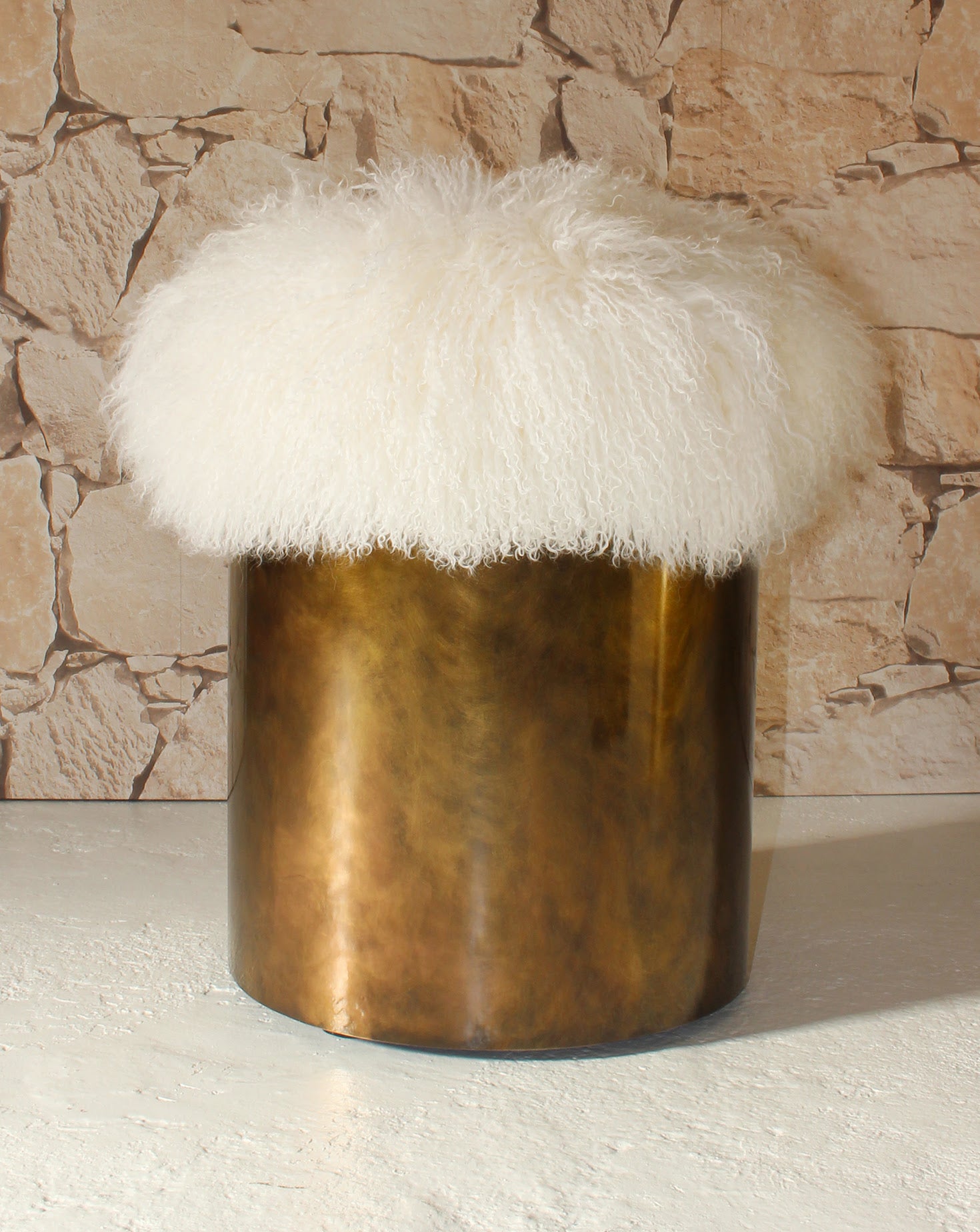 Symphony Brass and Fur Stool