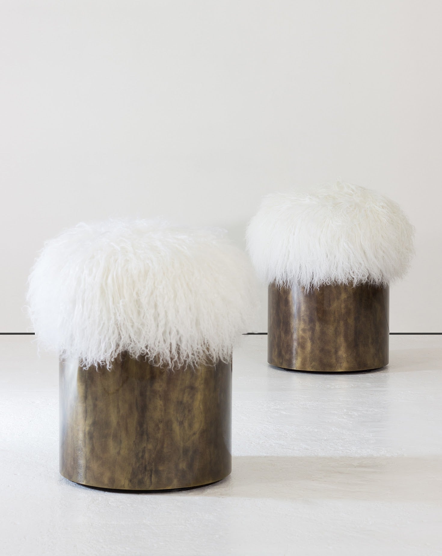 Symphony Brass and Fur Stool