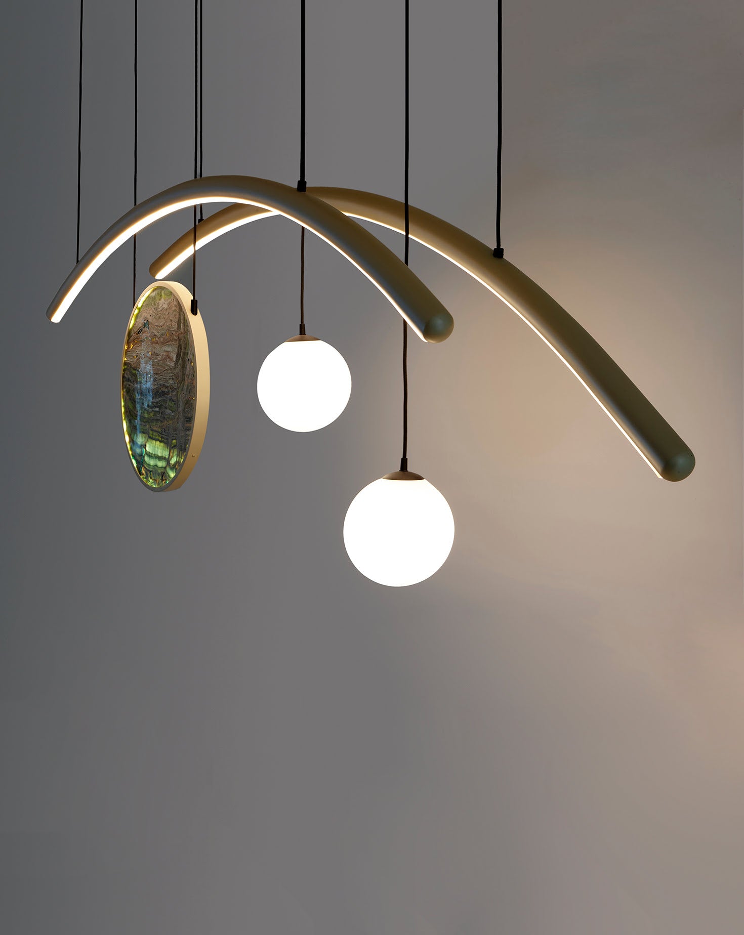 The HR Green Onyx Sculptural Pendant Light