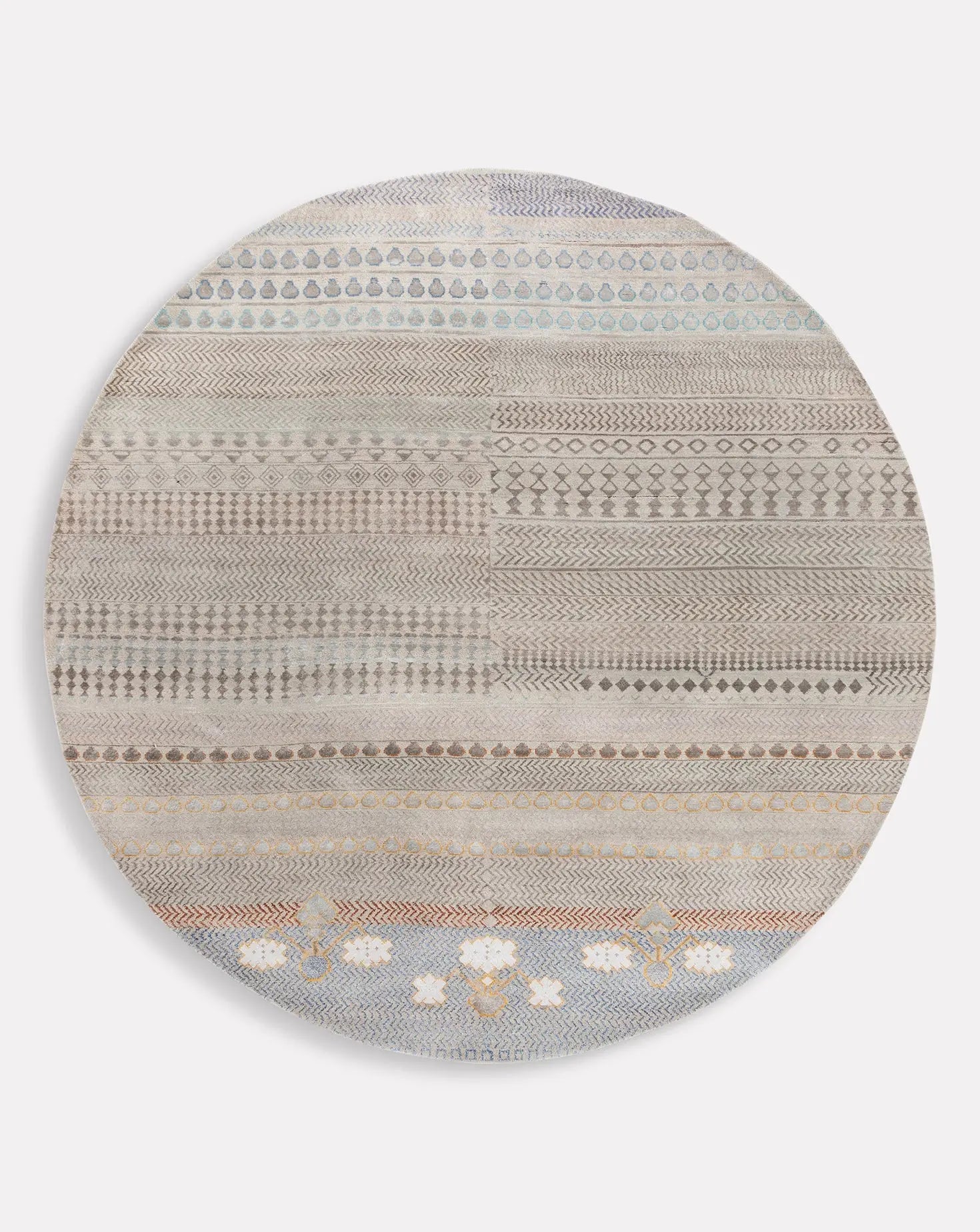 Manchaha Silver and Lead Gray Round Rug Jaipur Rugs