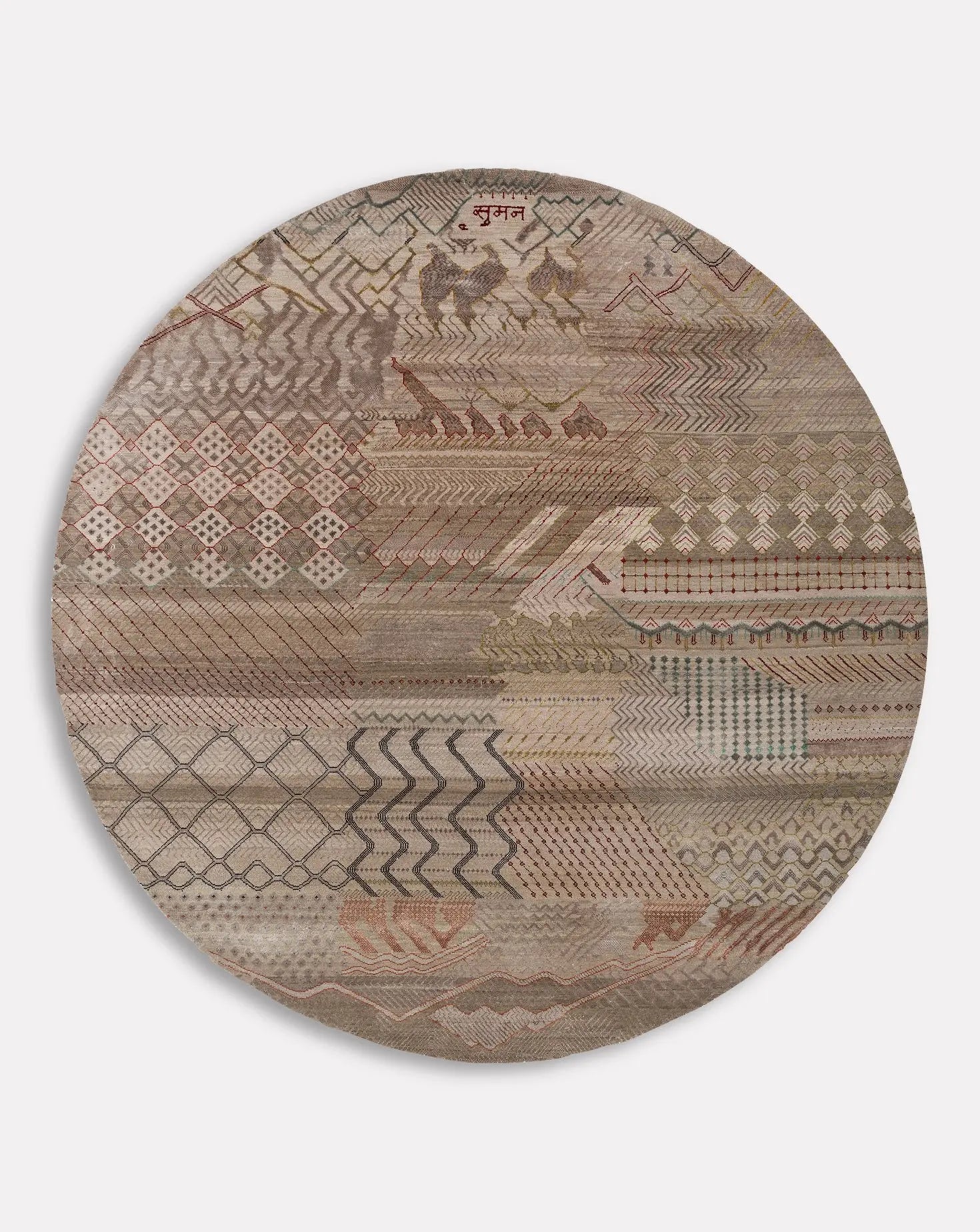 Manchaha Silver and Pebble Round Rug Jaipur Rugs