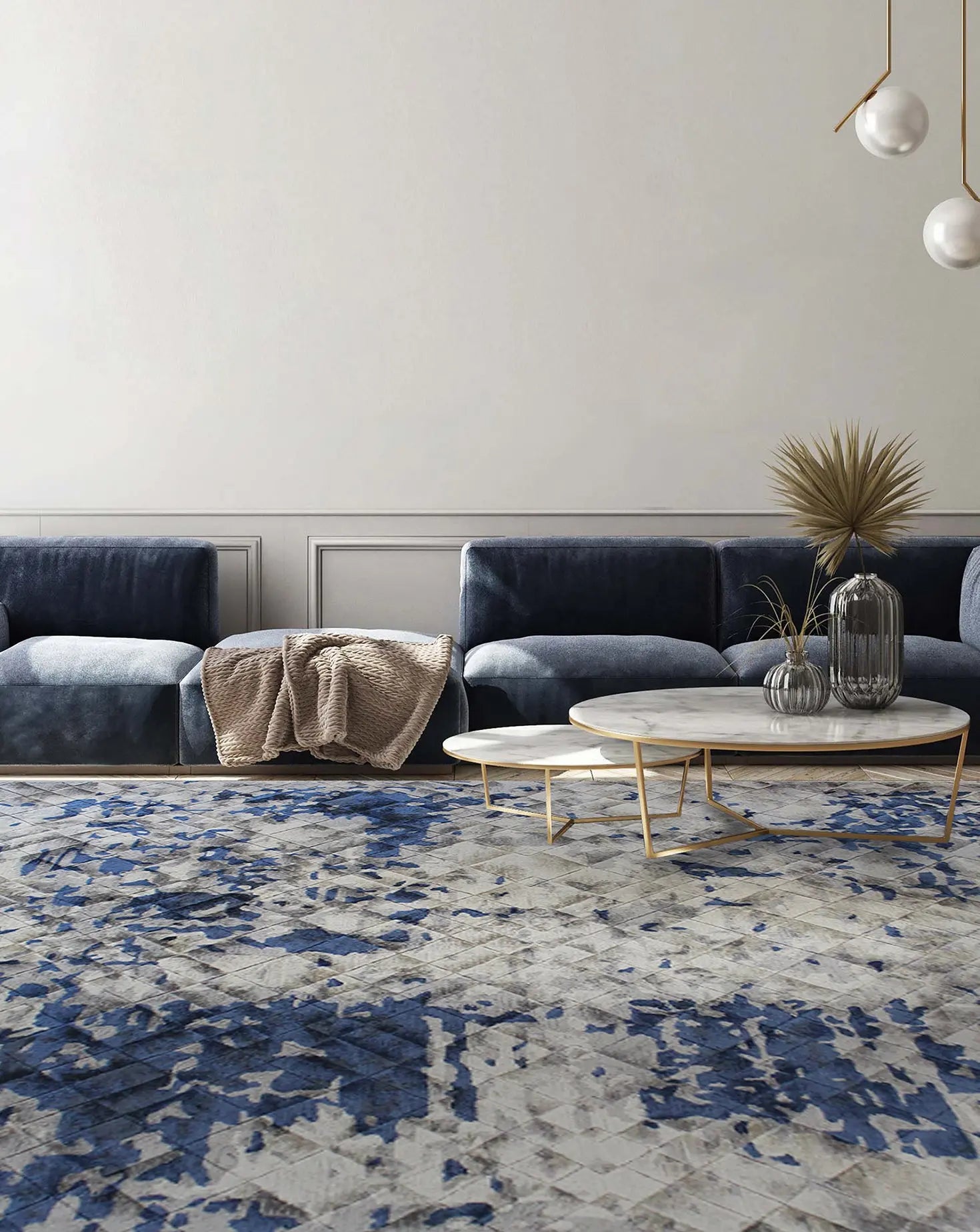 Mesa Beige Blue Rug Hands