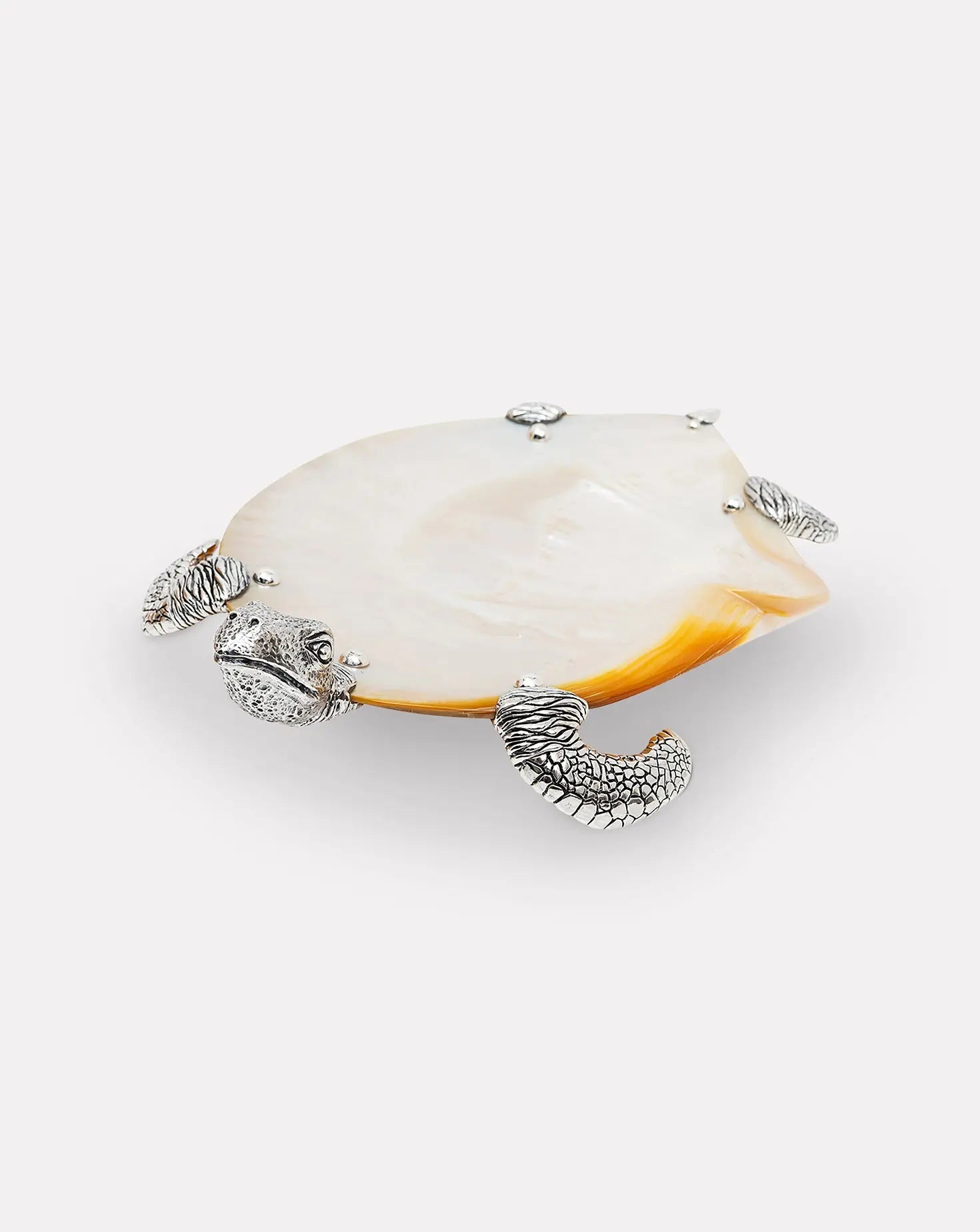 Mother Of Pearl Silver Turtle Plate Lotus Arts de Vivre