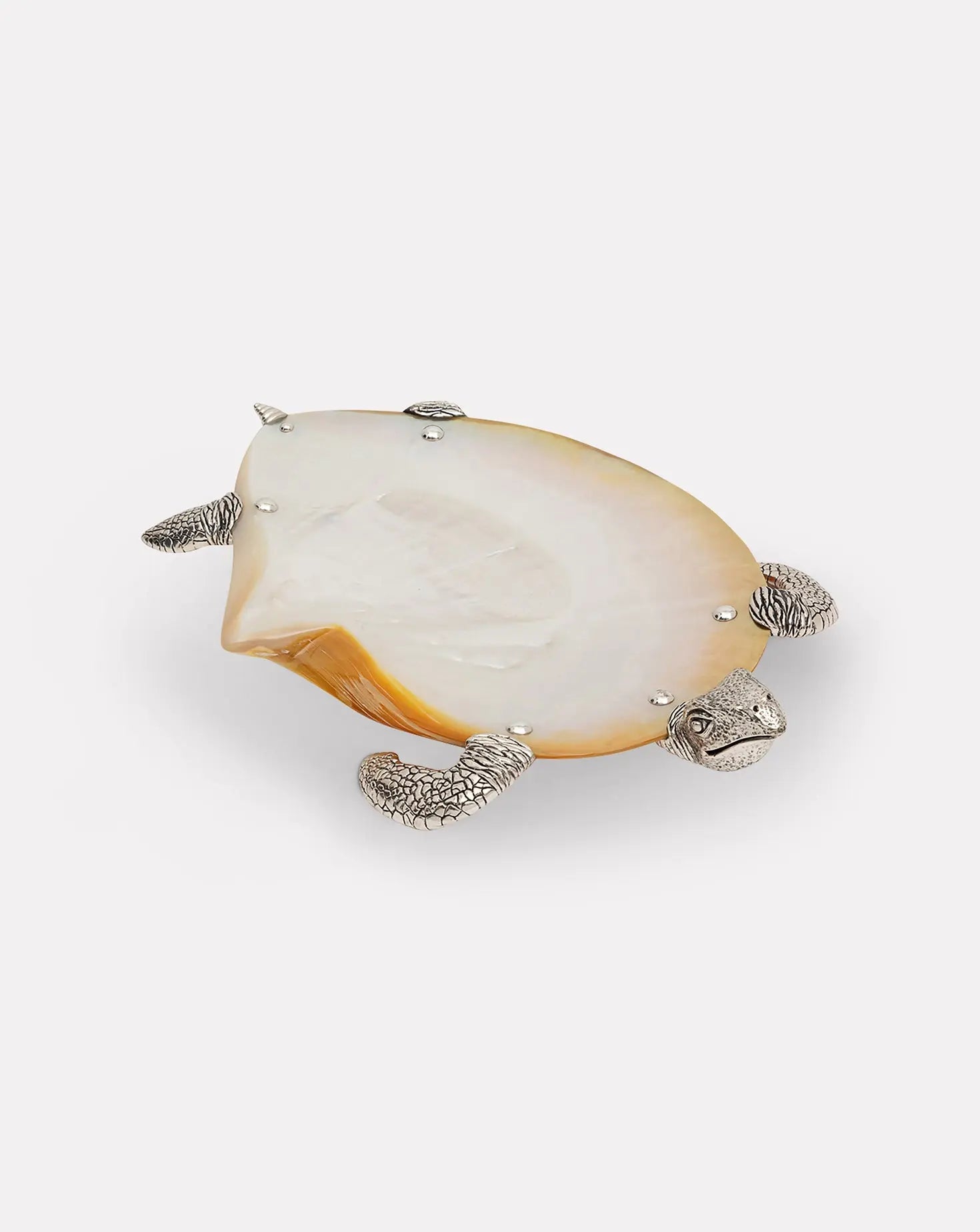 Mother Of Pearl Silver Turtle Plate Lotus Arts de Vivre