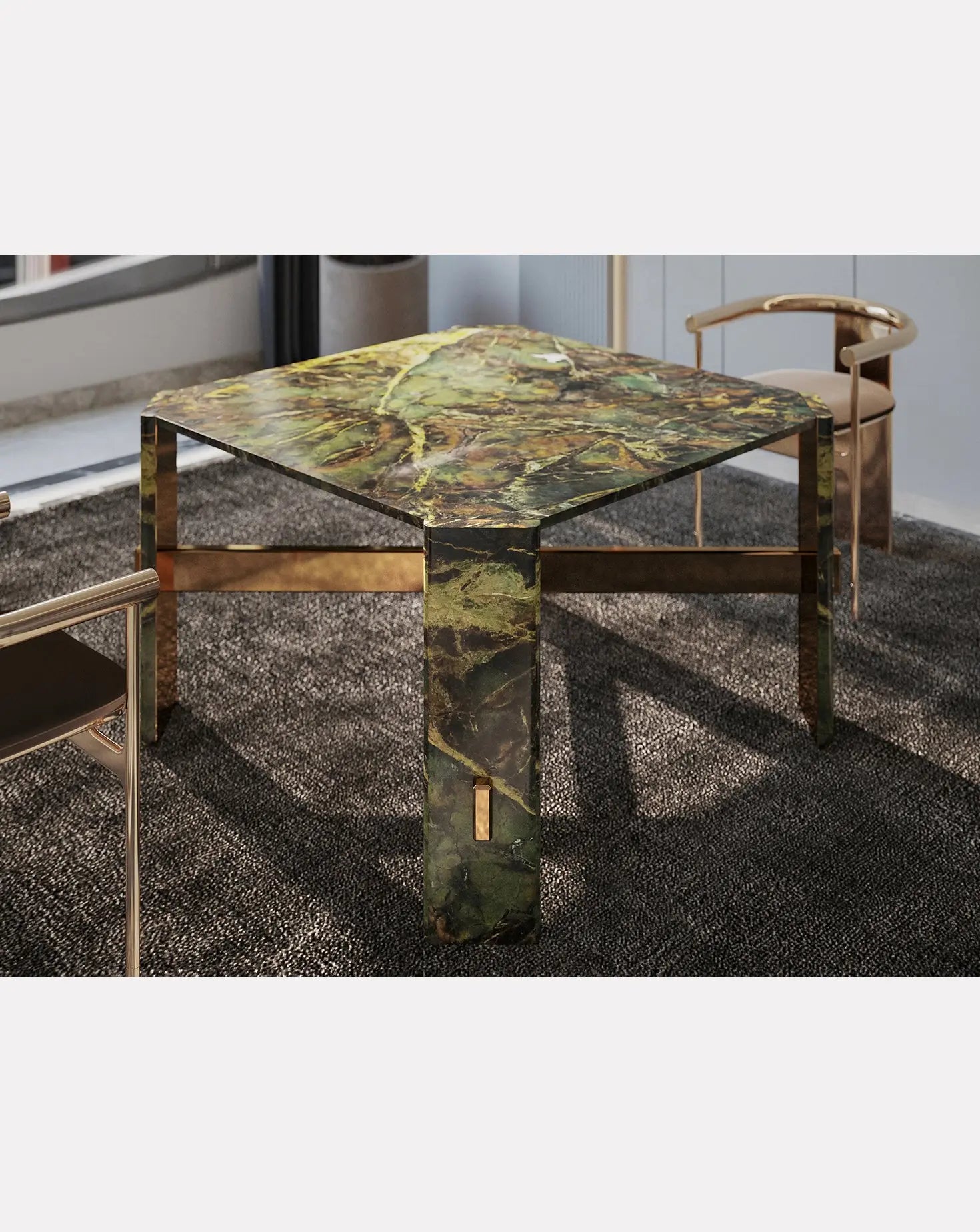Alani Verde Borgogna Marble Dining Table L'Eccesso