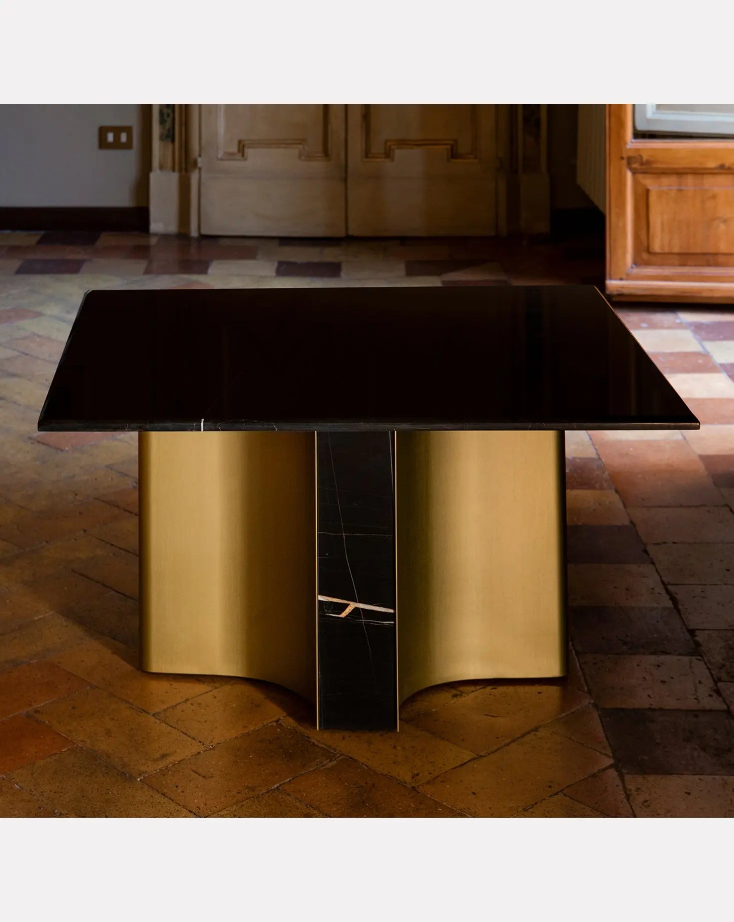 Barso Square Sahara Noir Marble Side Table L'Eccesso