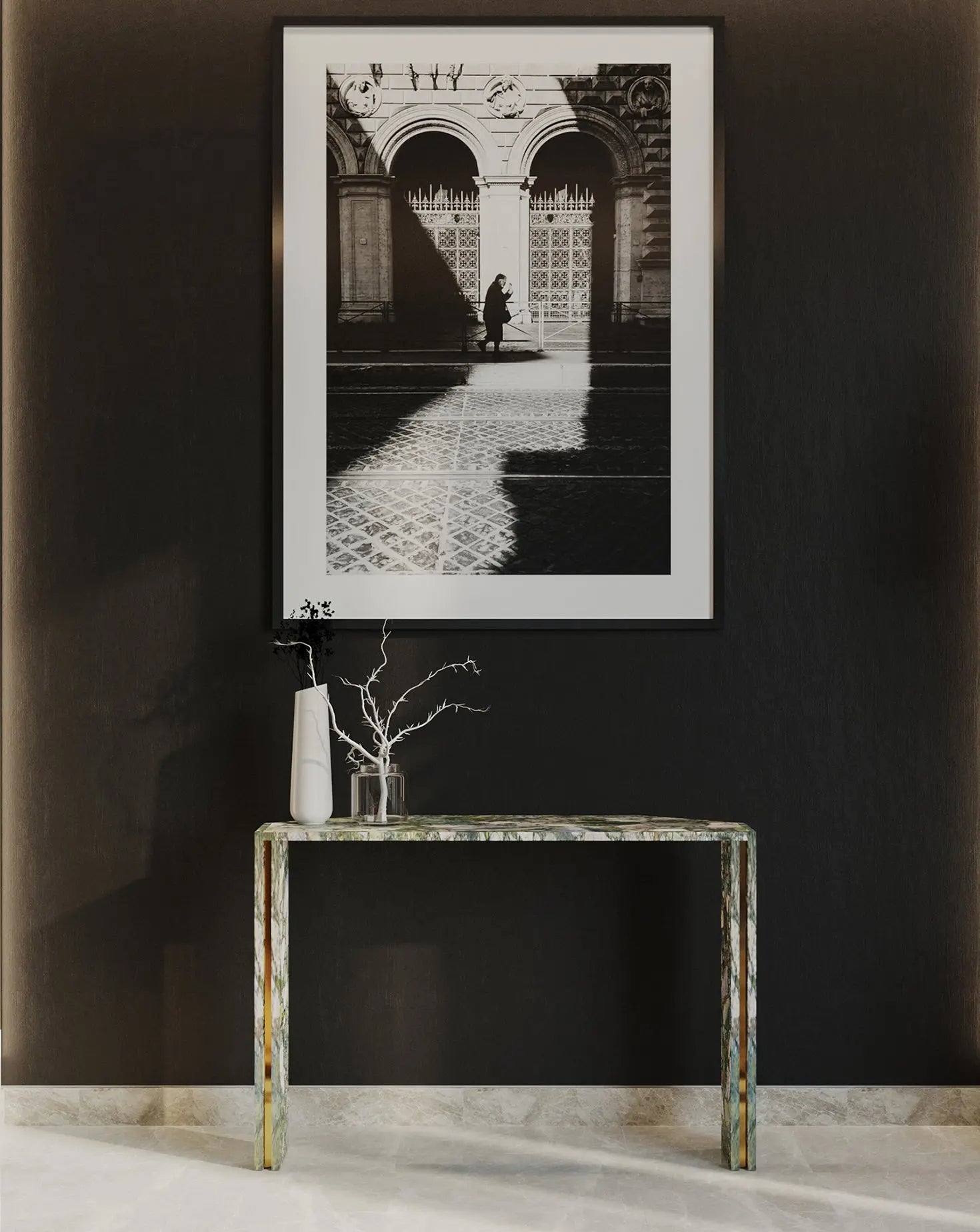 Innis Marinace Verde Marble Console Table L'Eccesso