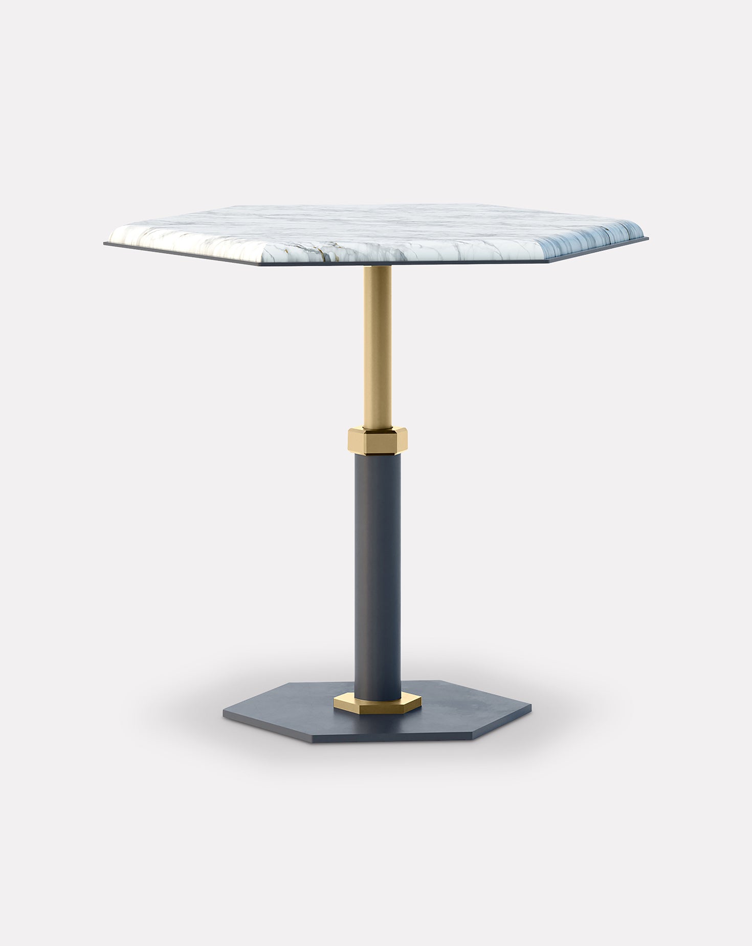 Pedestal Bianco Hexagon Side Table