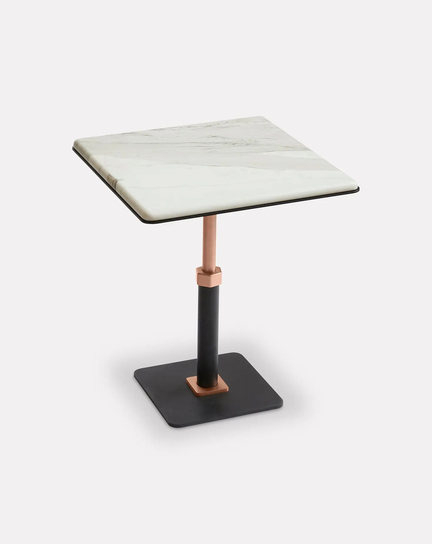 Pedestal Bianco and Copper Square Side Table Gabriel Scott