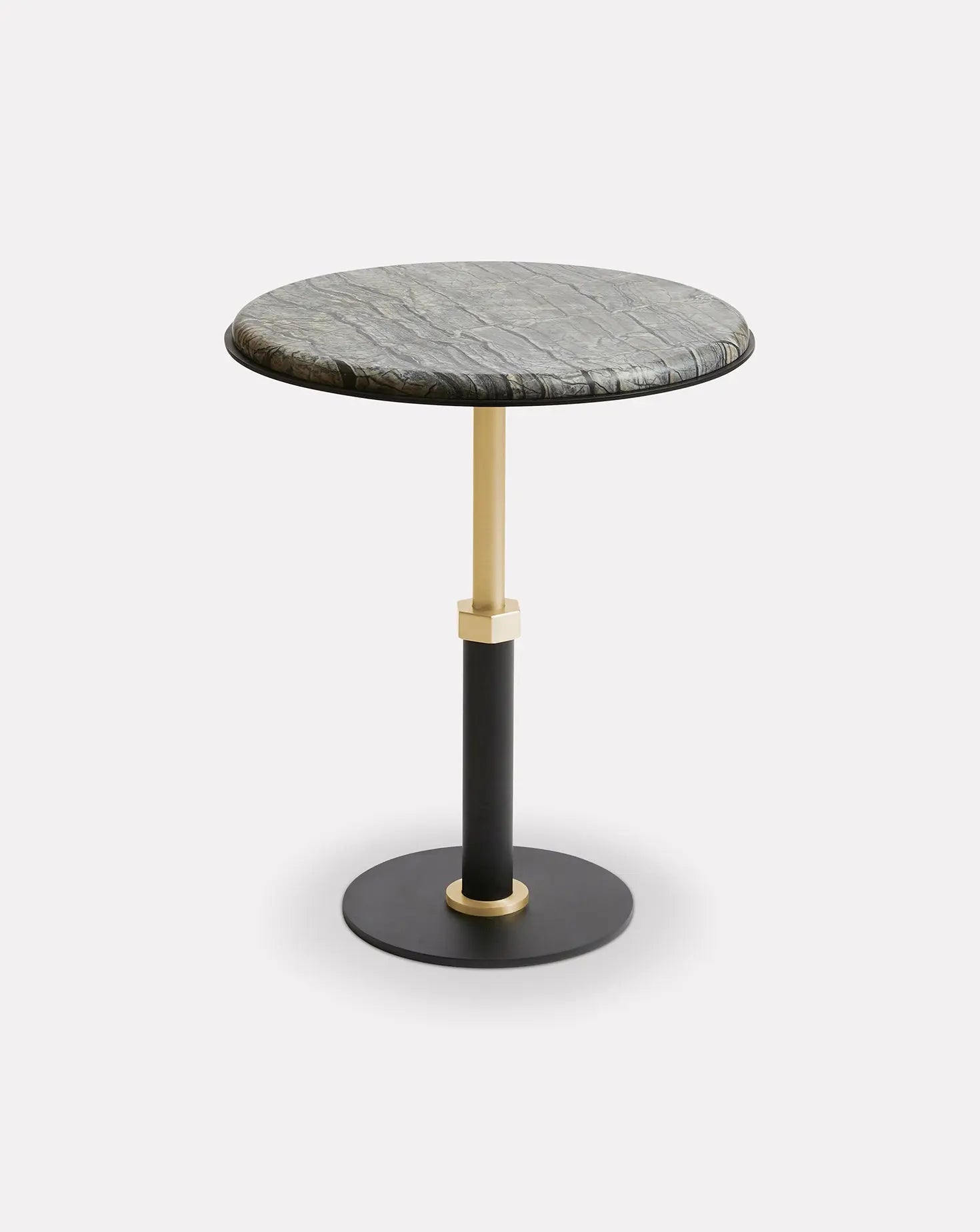 Pedestal Wave and Brass Round Side Table Gabriel Scott