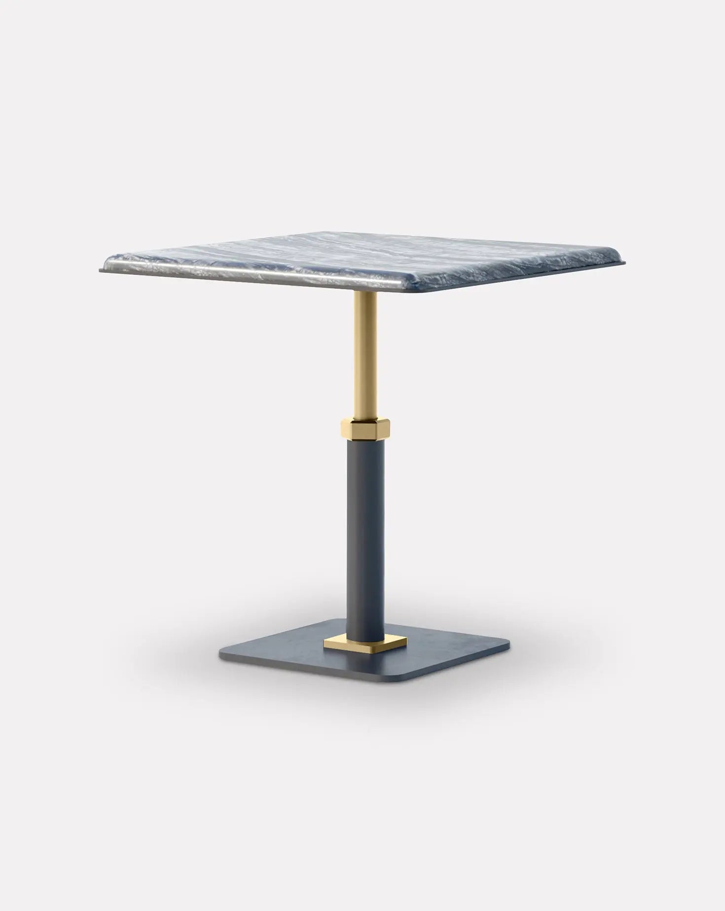Pedestal Wave and Brass Square Side Table Gabriel Scott
