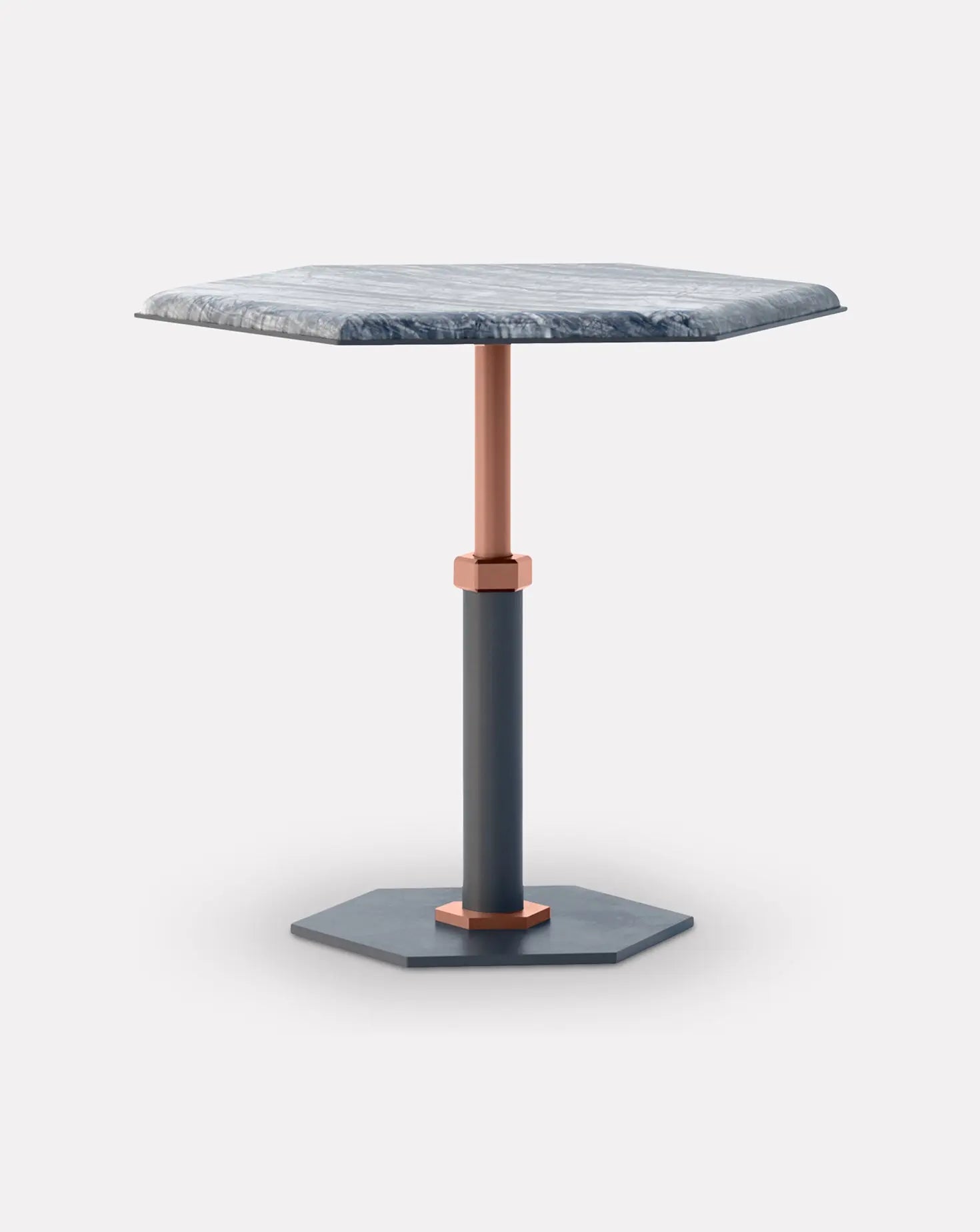 Pedestal Wave and Copper Hexagon Side Table Gabriel Scott