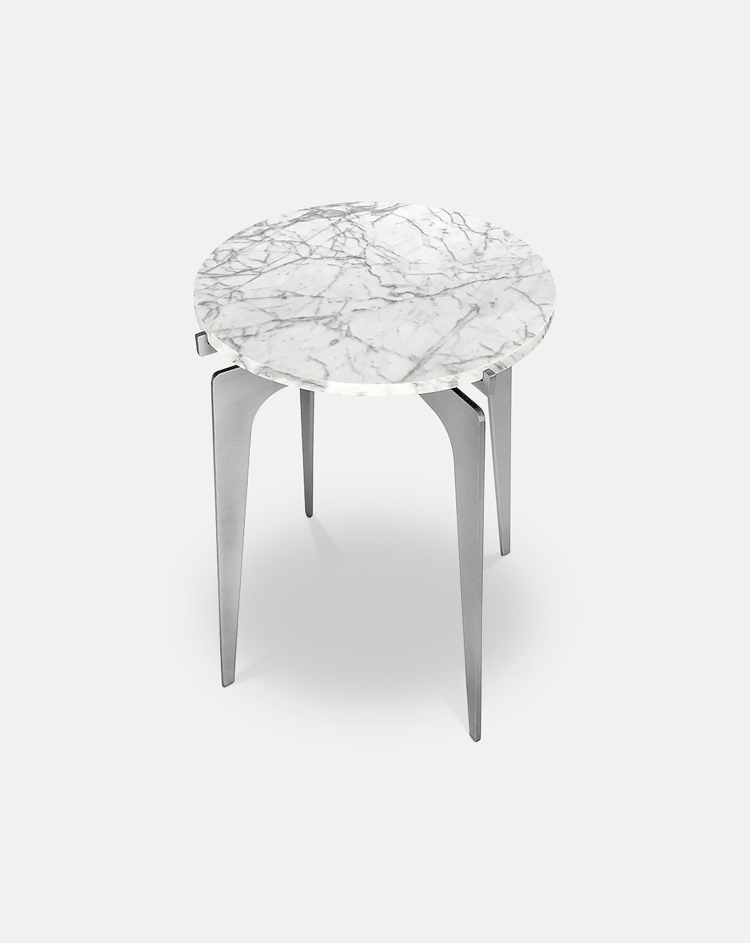 Prong Bianco Marble and Metal Side Table