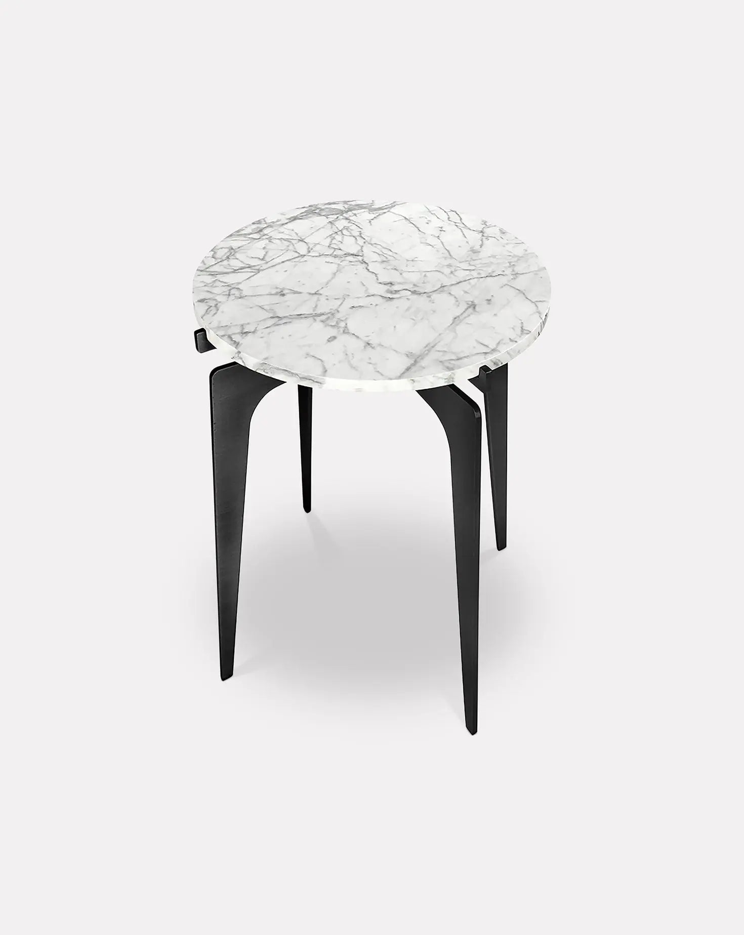 Prong Bianco Marble and Steel Side Table Gabriel Scott