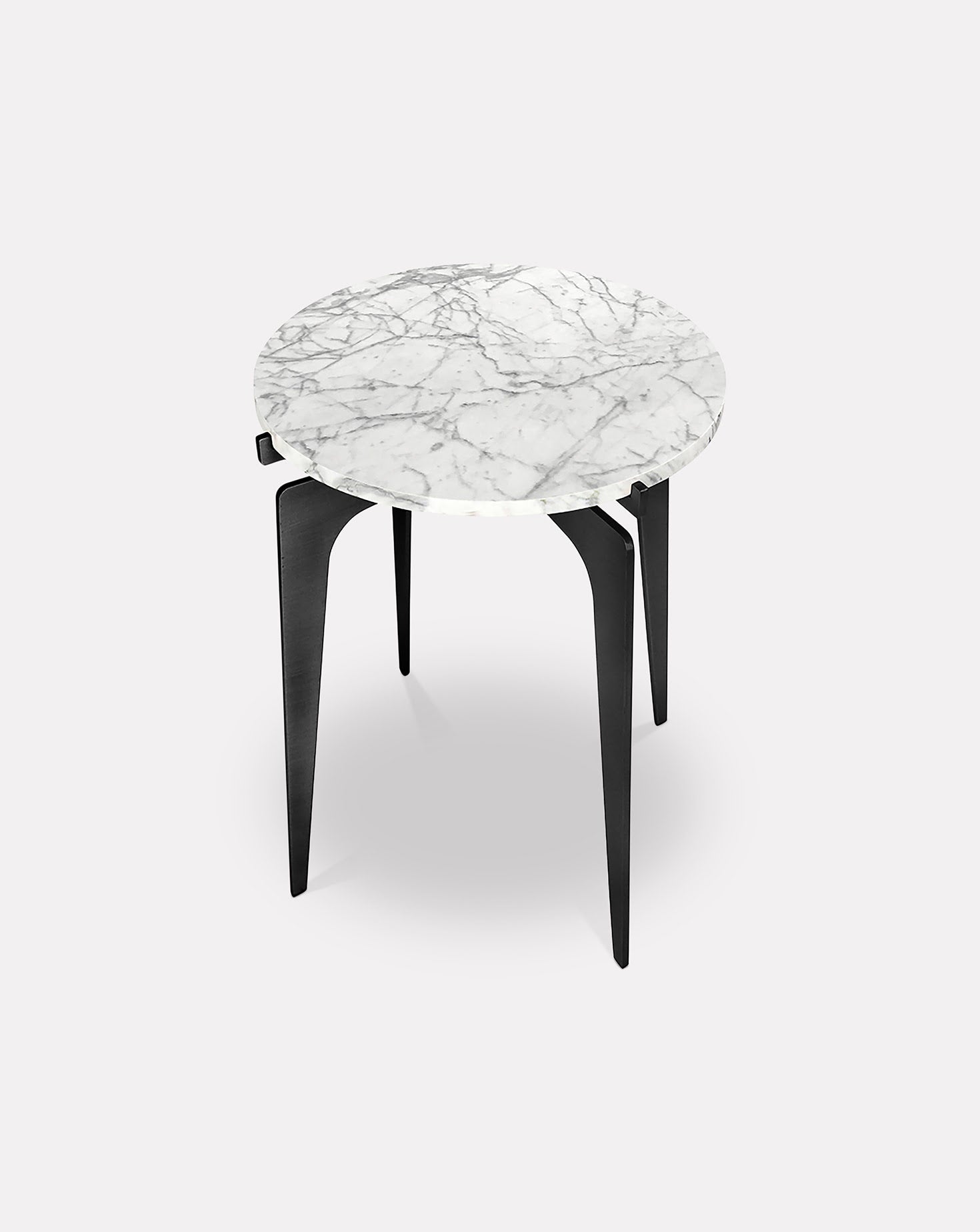 Prong Bianco Marble and Metal Side Table