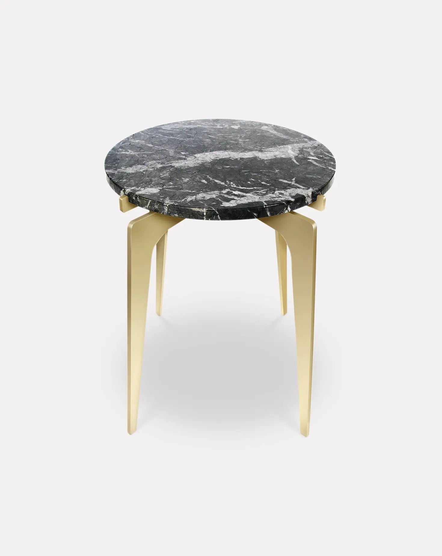 Prong Grigio Marble and Brass Side Table Gabriel Scott