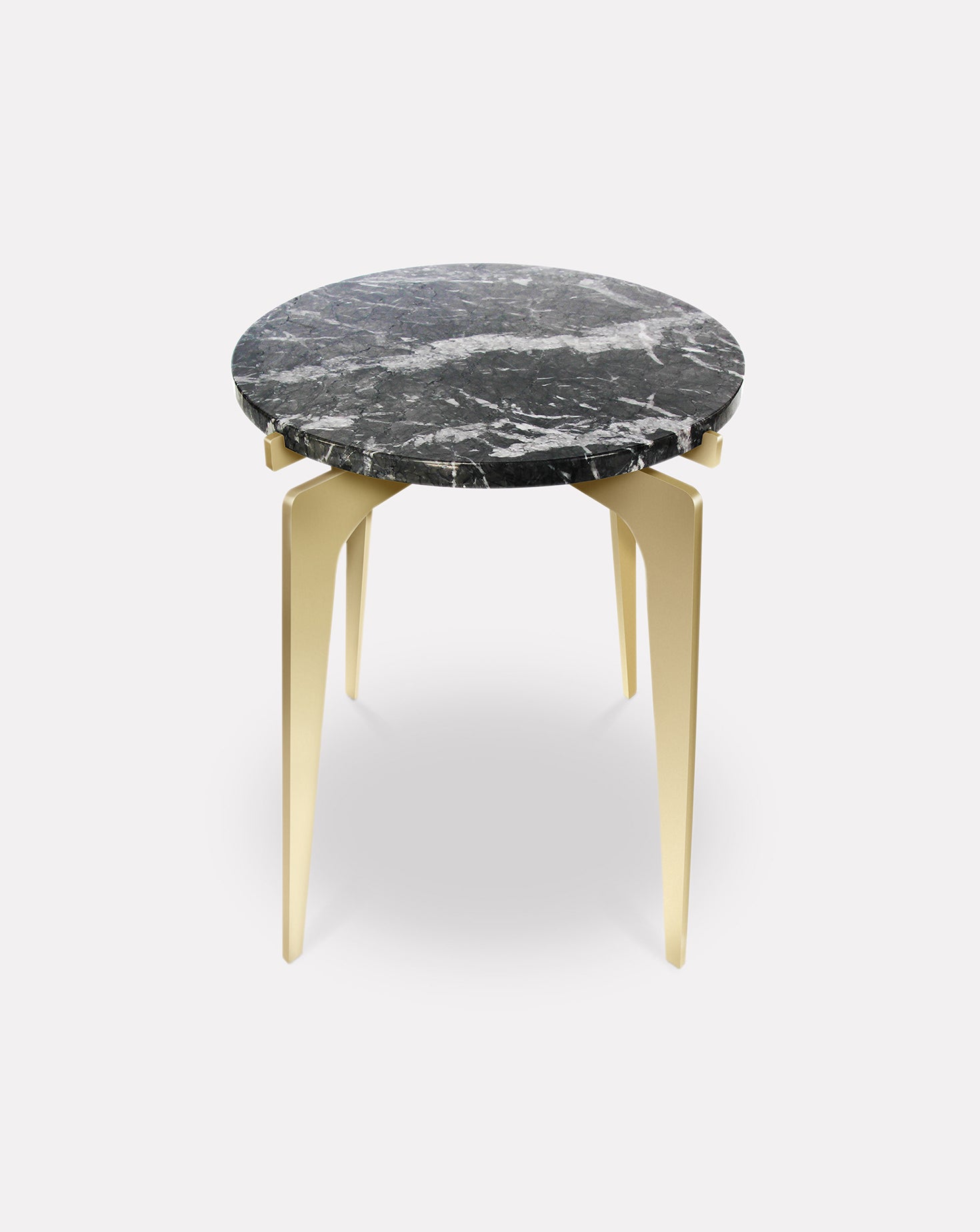 Prong Grigio Marble Side Table