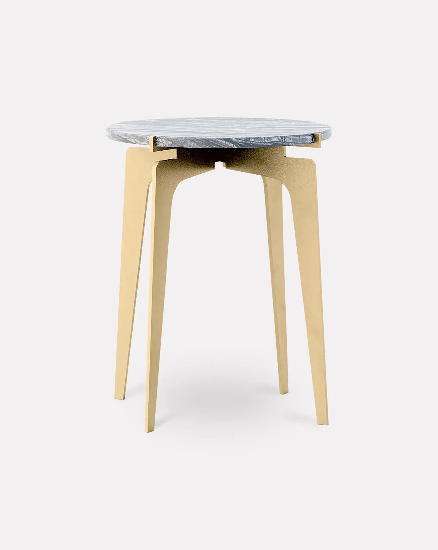 Prong Wave Marble and Brass Side Table Gabriel Scott