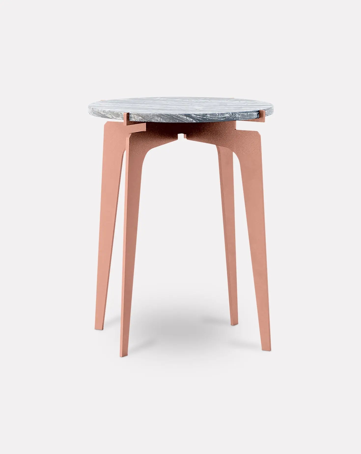 Prong Wave Marble and Copper Side Table Gabriel Scott