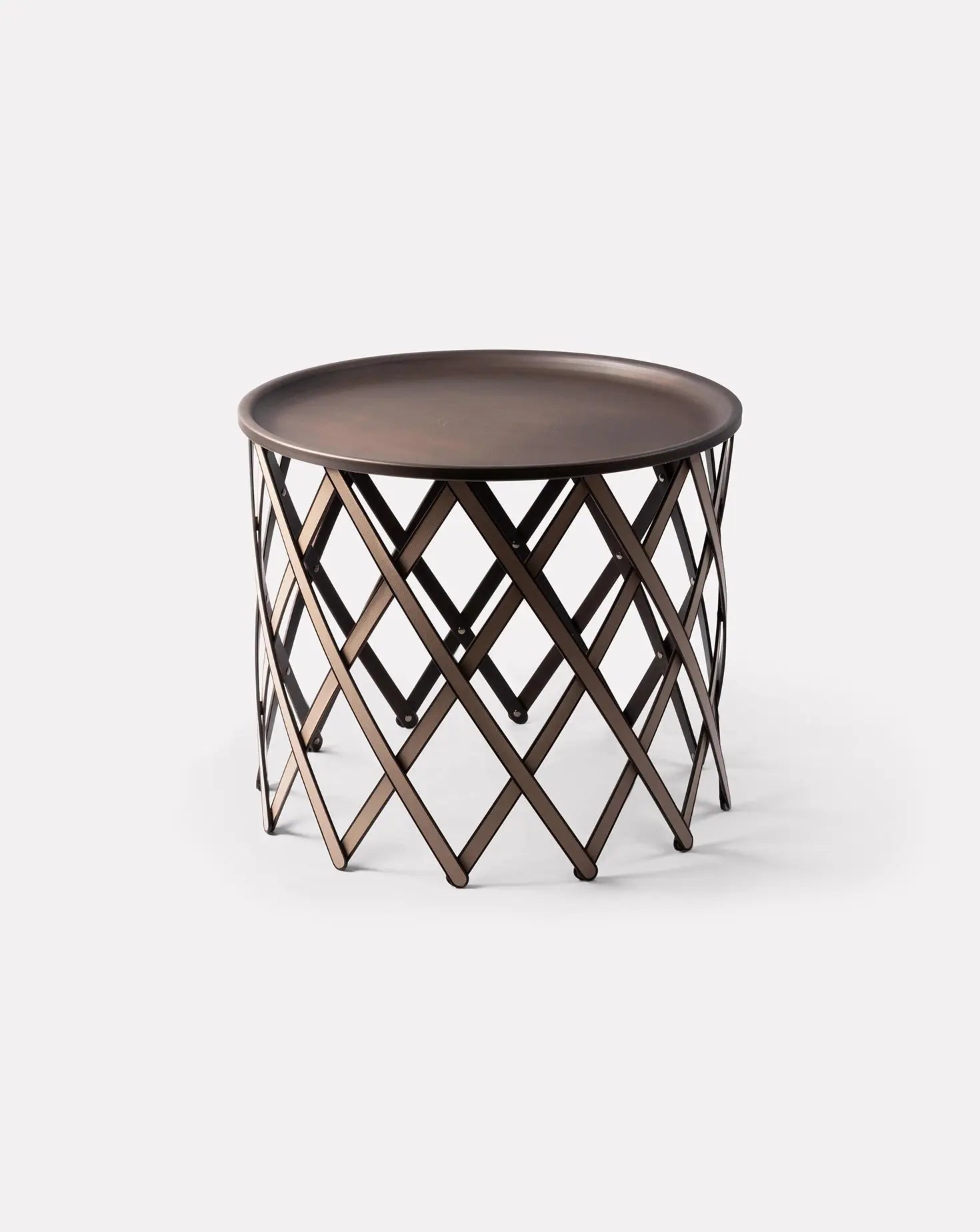 Safari Brown Leather Folding Table Pinetti
