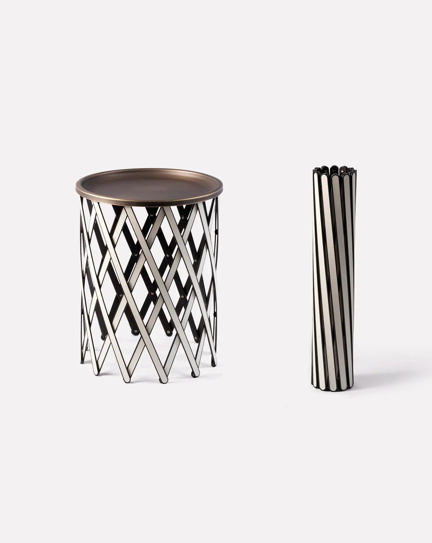 Safari Brown Leather Folding Table Pinetti