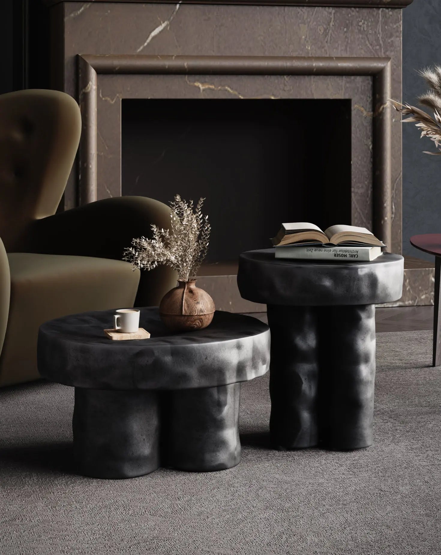 Set of 2 Tronco Stump Accent Tables Nitush - Aroosh