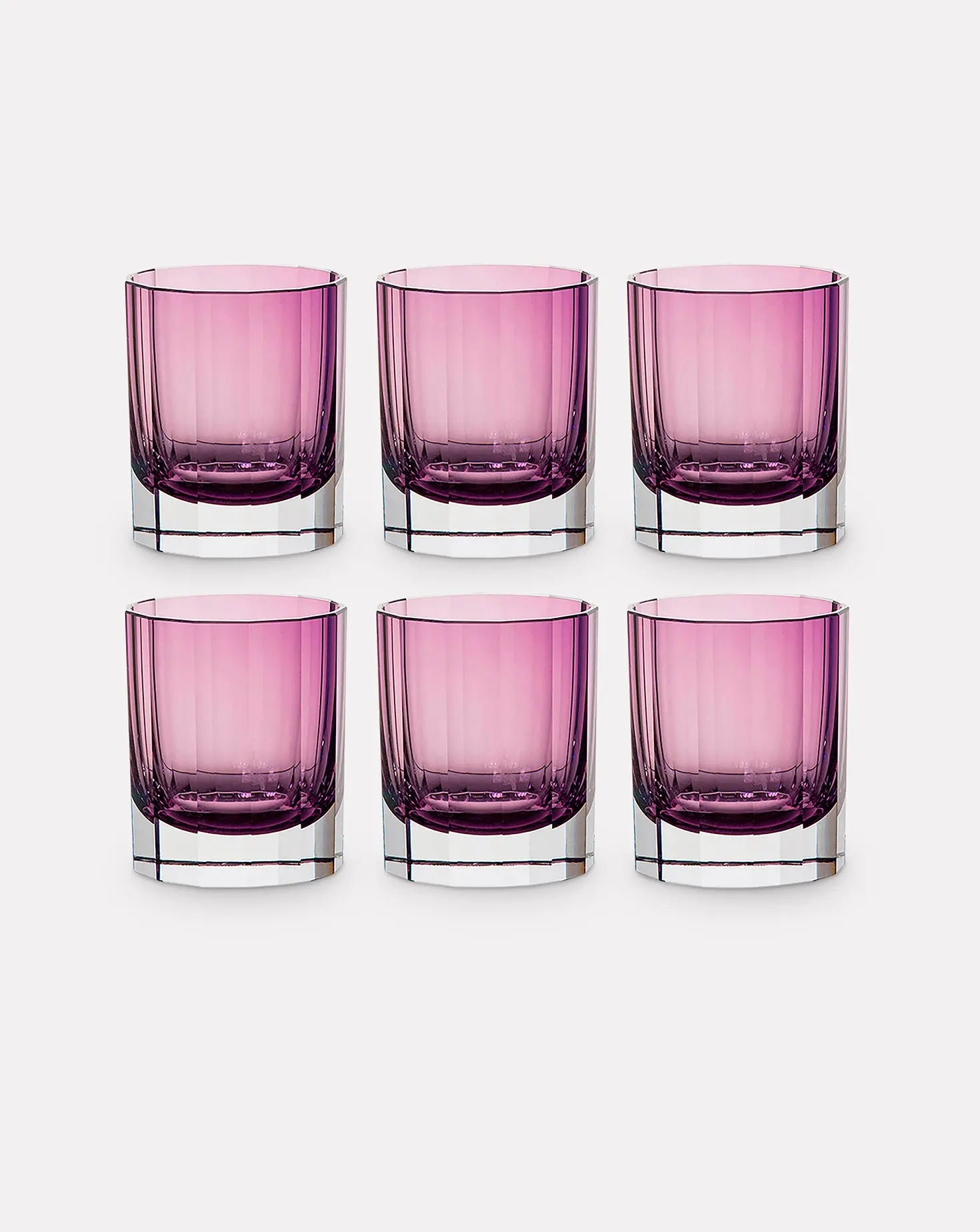 Set of 6 Amethyst Faceted Glasses by
