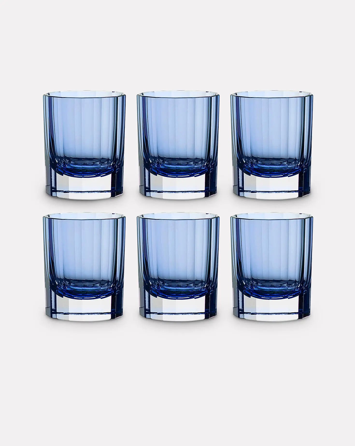 Set of 6 Blue Faceted DOF Glasses Artel