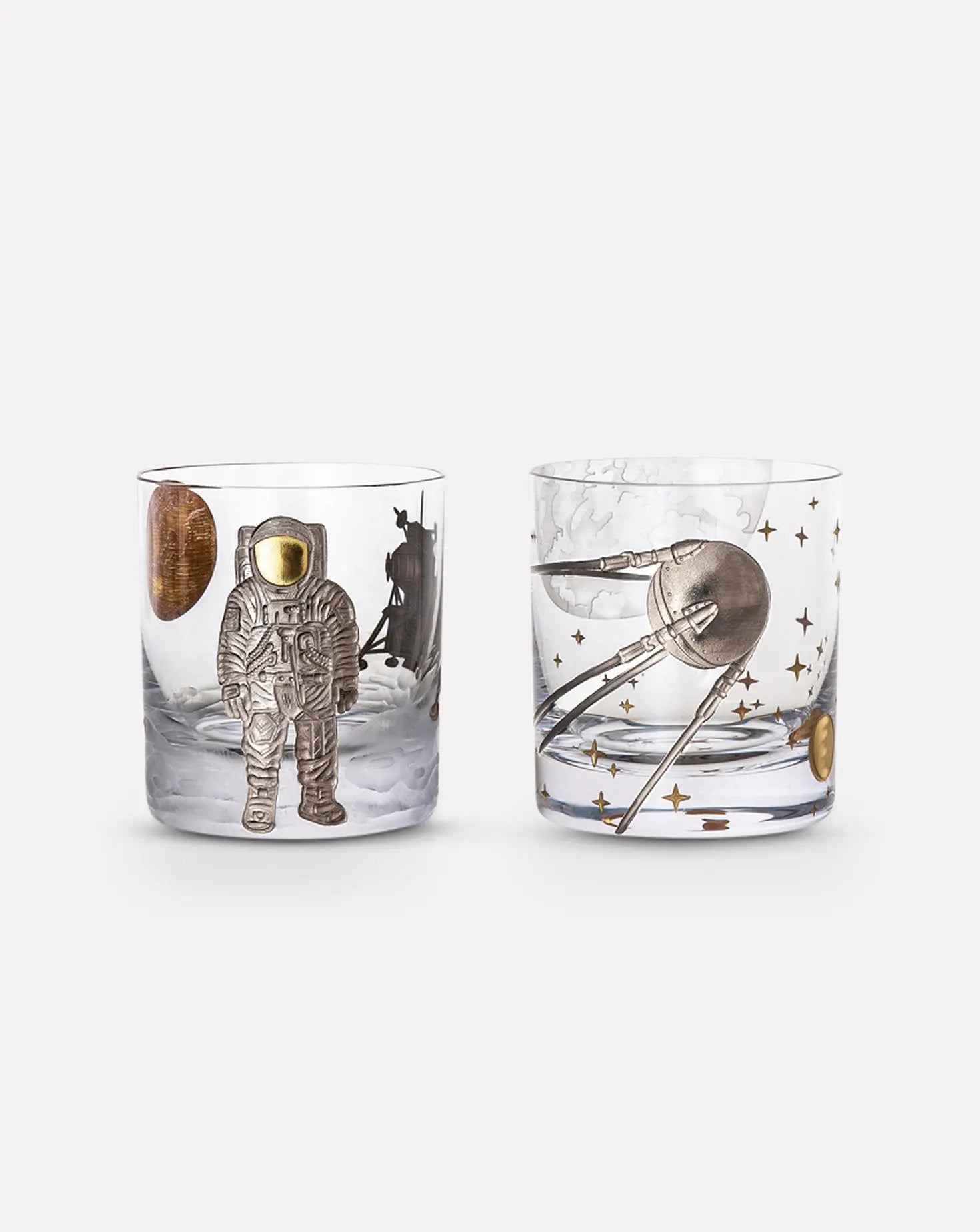 Set of 6 Gilded Sputnik Space DOF Glasses Artel