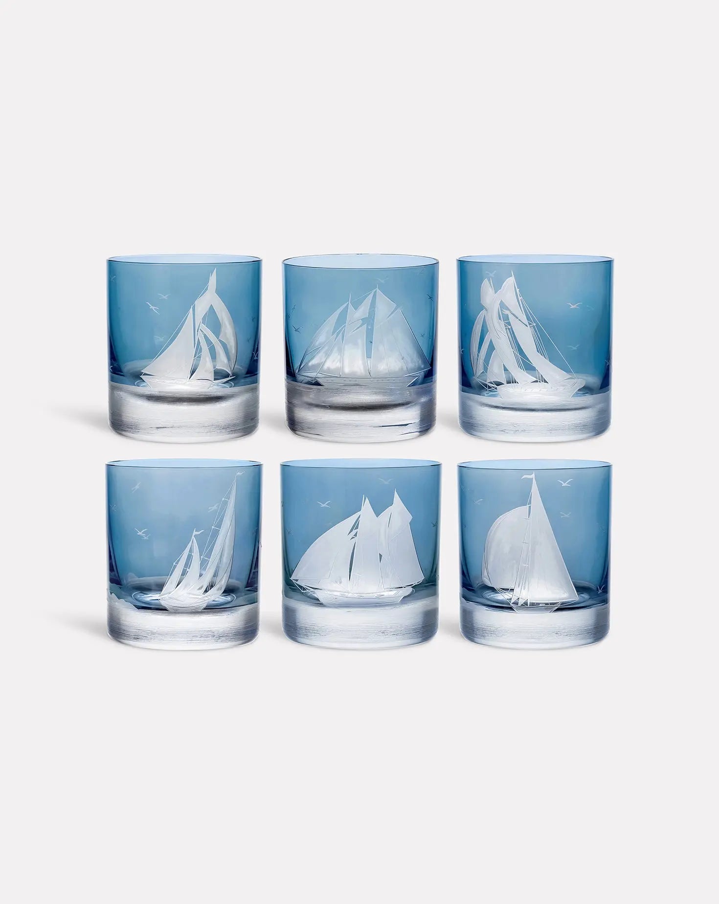 Set of 6 Golden Age of Yachting DOF Glasses Artel