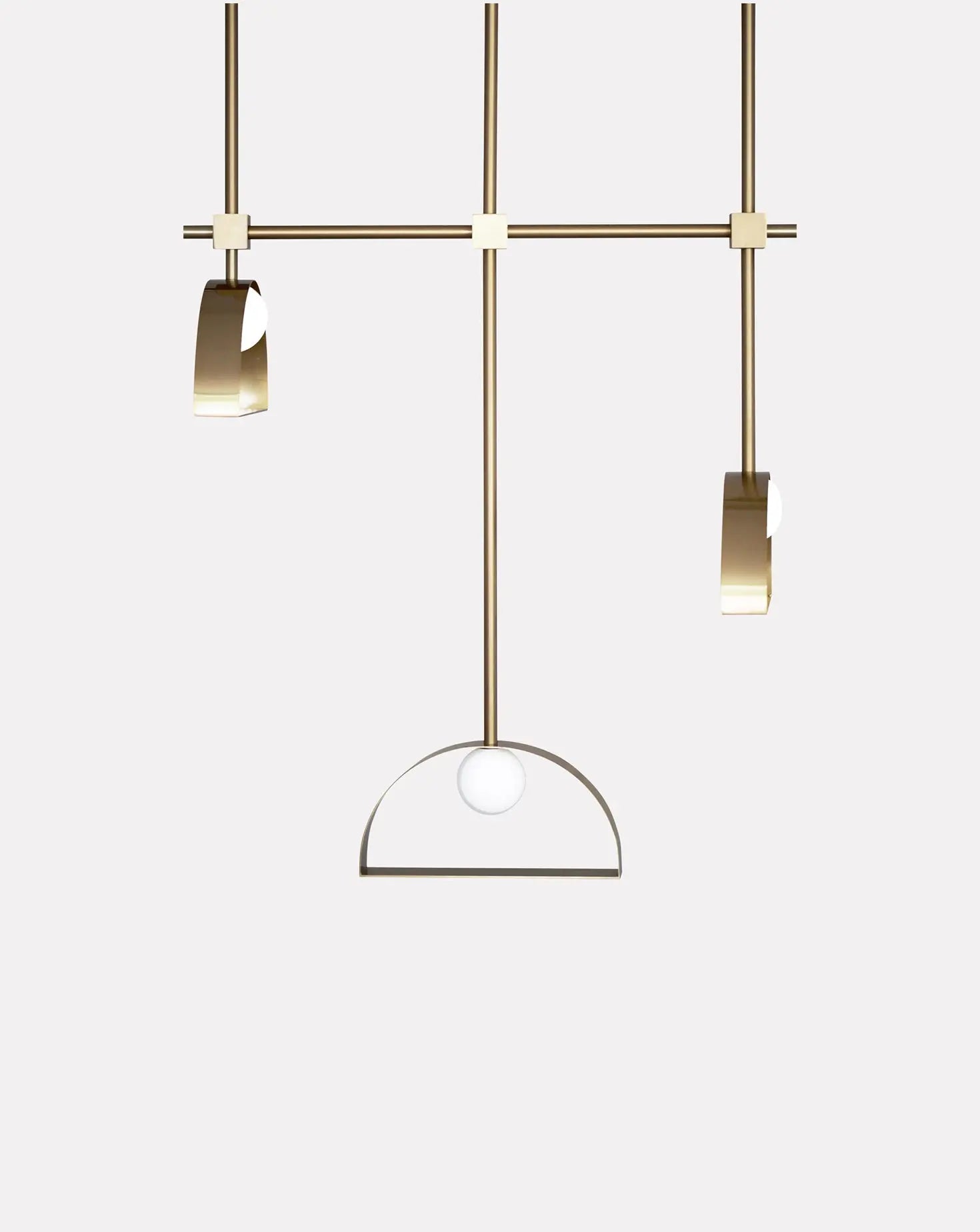 Sphere and Cut Circle Pendant Light Square In Circle