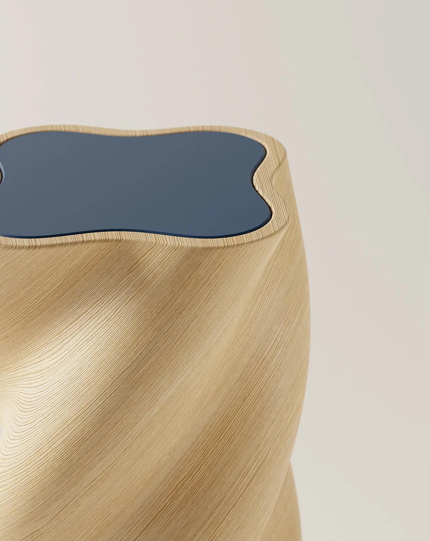 The U Line Wood Inlay Blue Table Burgio
