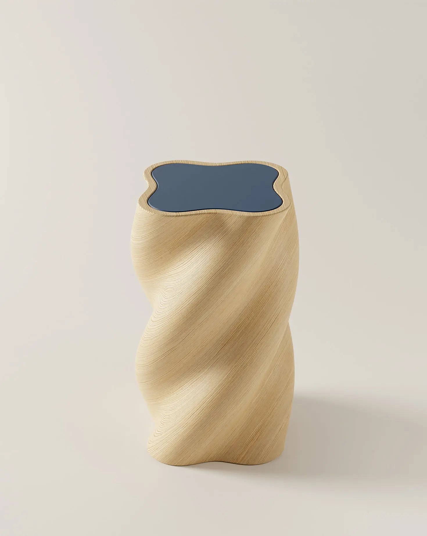 The U Line Wood Inlay Blue Table Burgio