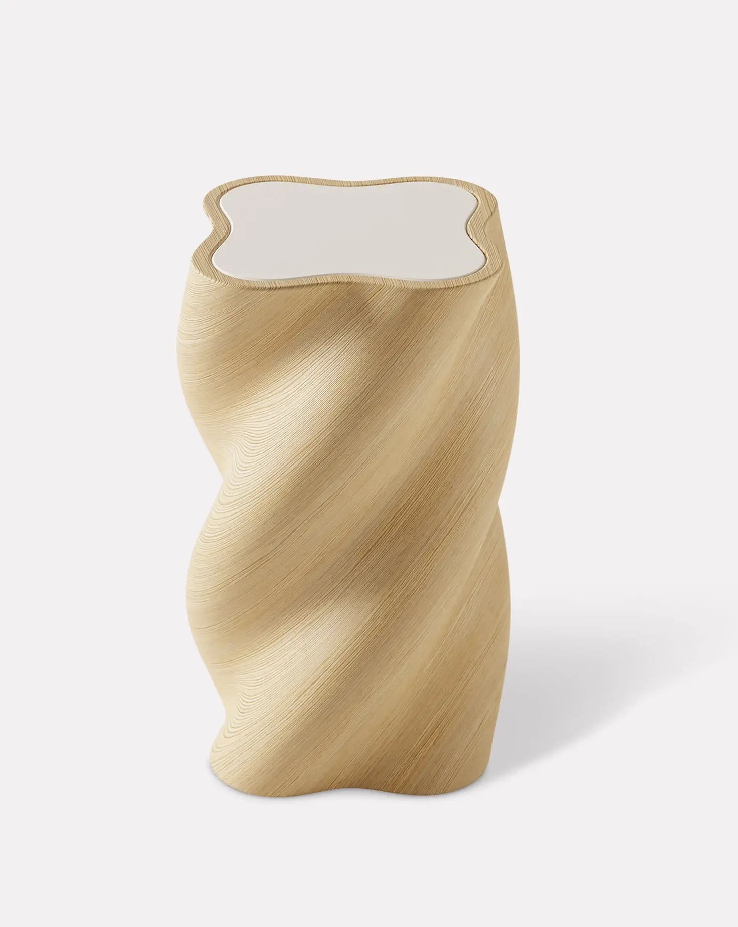 The U Line Wood Inlay White Table Burgio