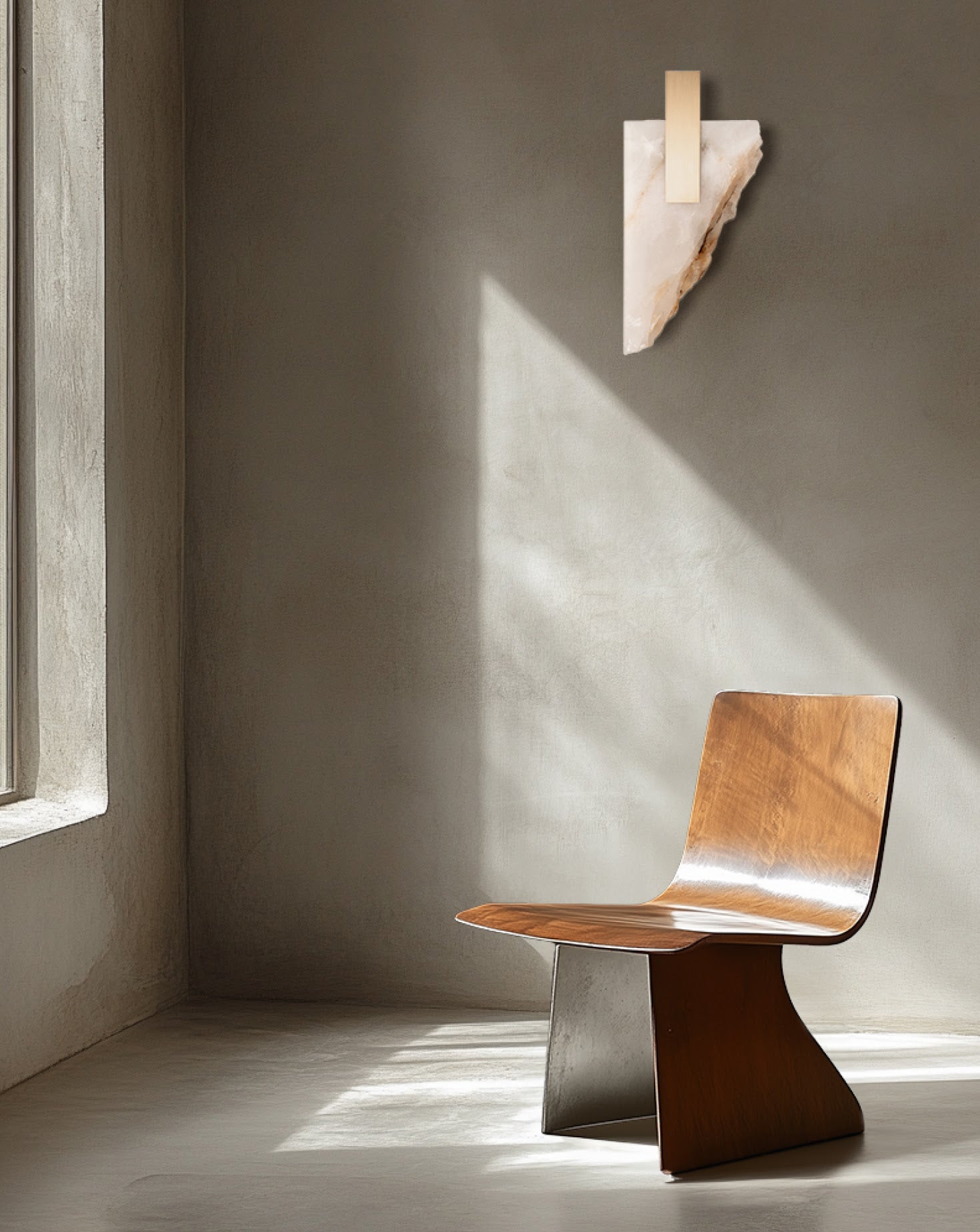 Torn Brushed Brass and Marble Wall Light