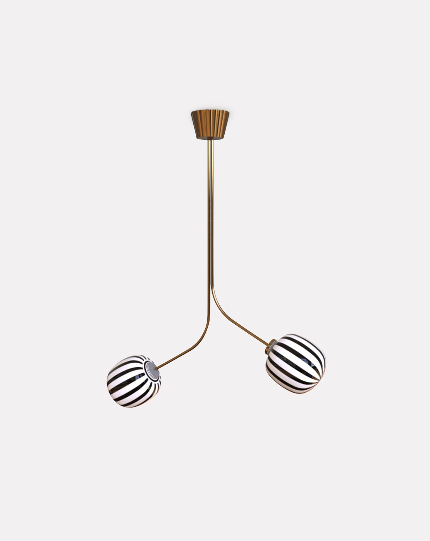 2 Module Bent Bullseye Glass and Brass Chandelier