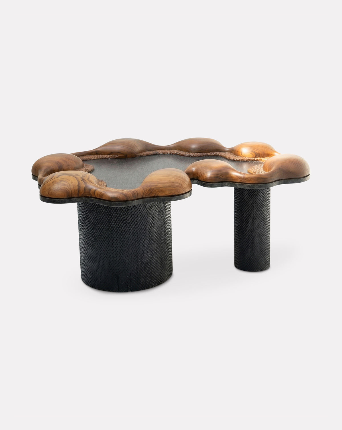 ANVAYA teak wood and black granite coffee table, a sculptural centrepiece for homes furnished with luxury kitchenware