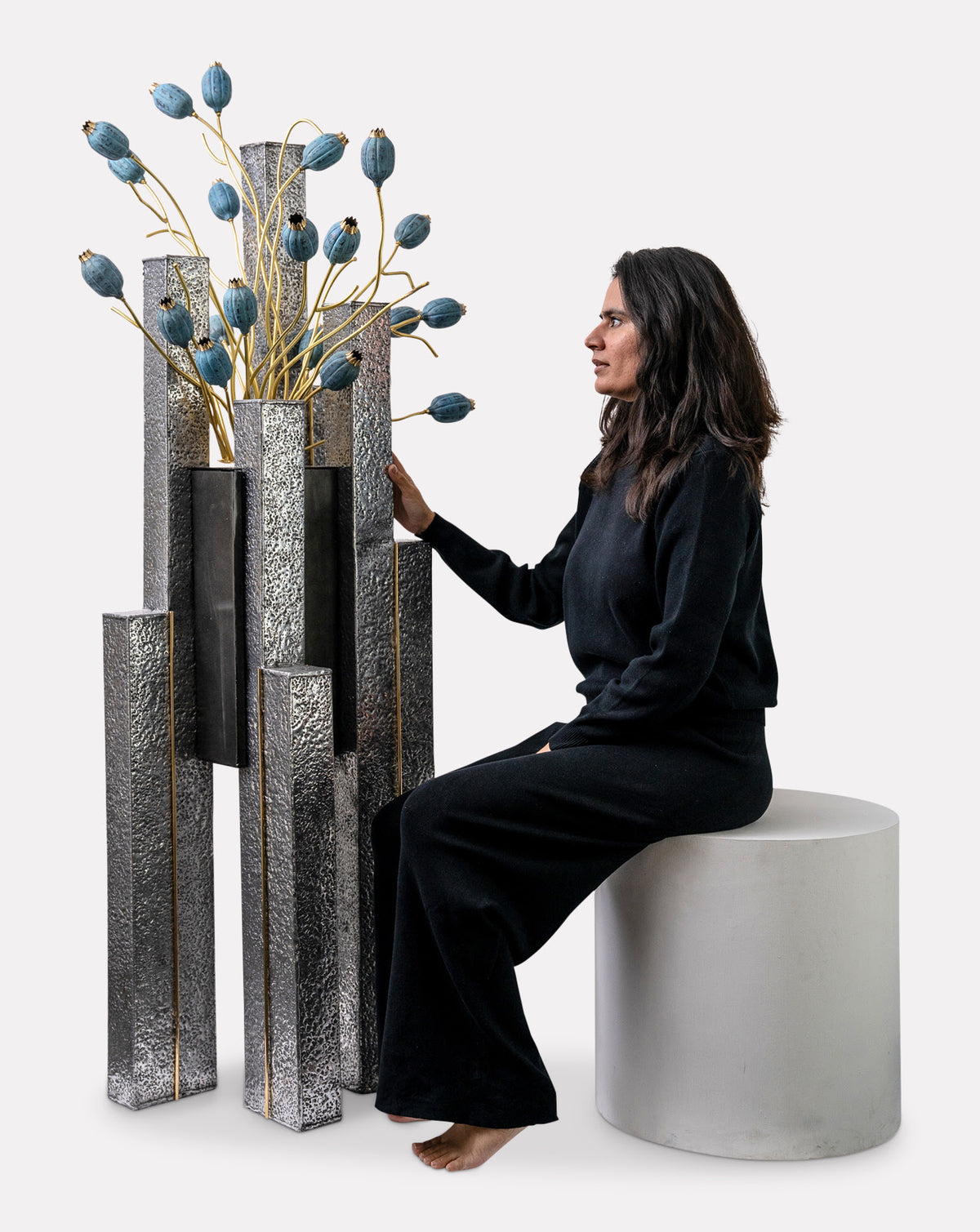 Statement floor piece suited to a living room, dining room or office interior