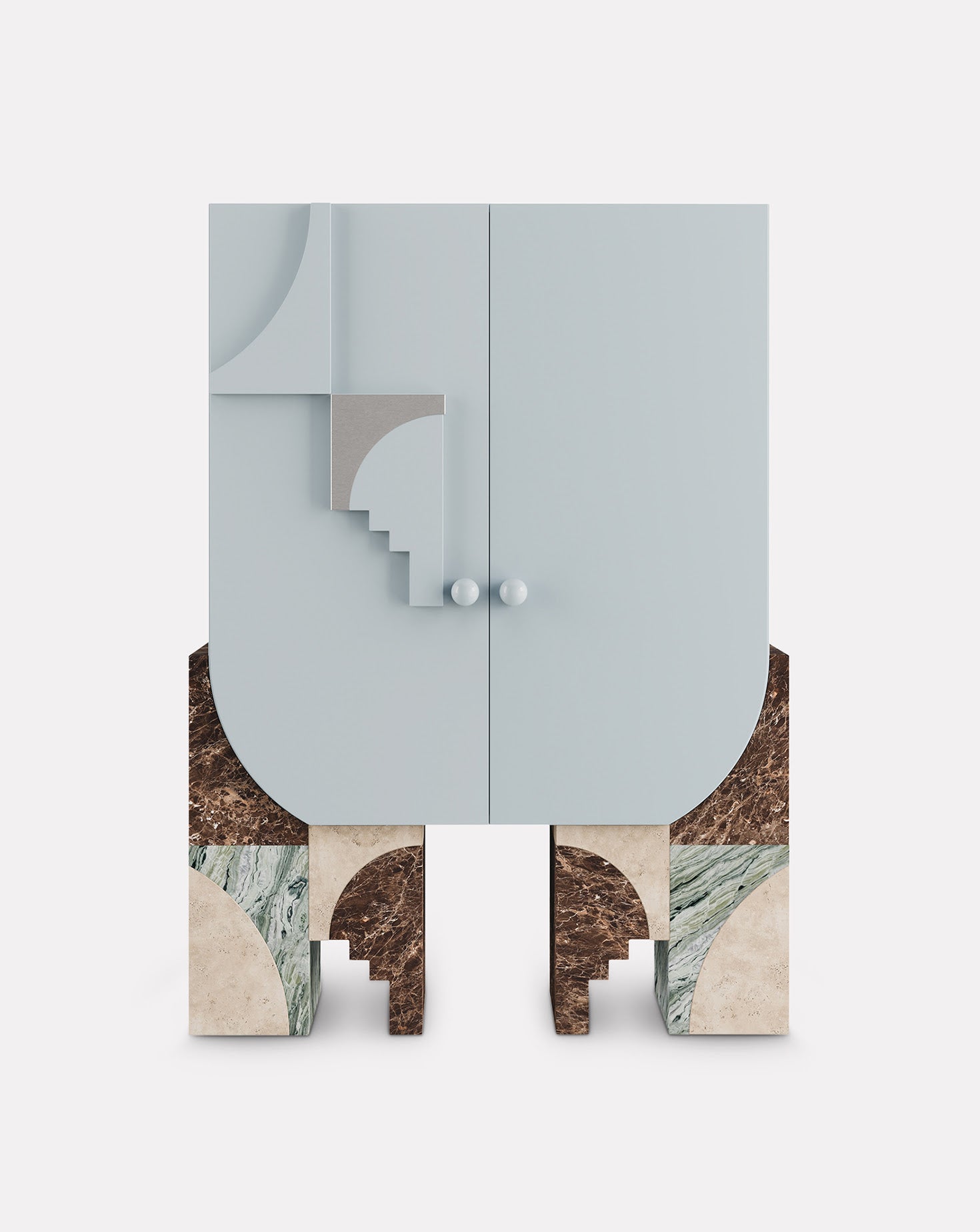 Arkos Bar Lacquered Wood Blue Cabinet