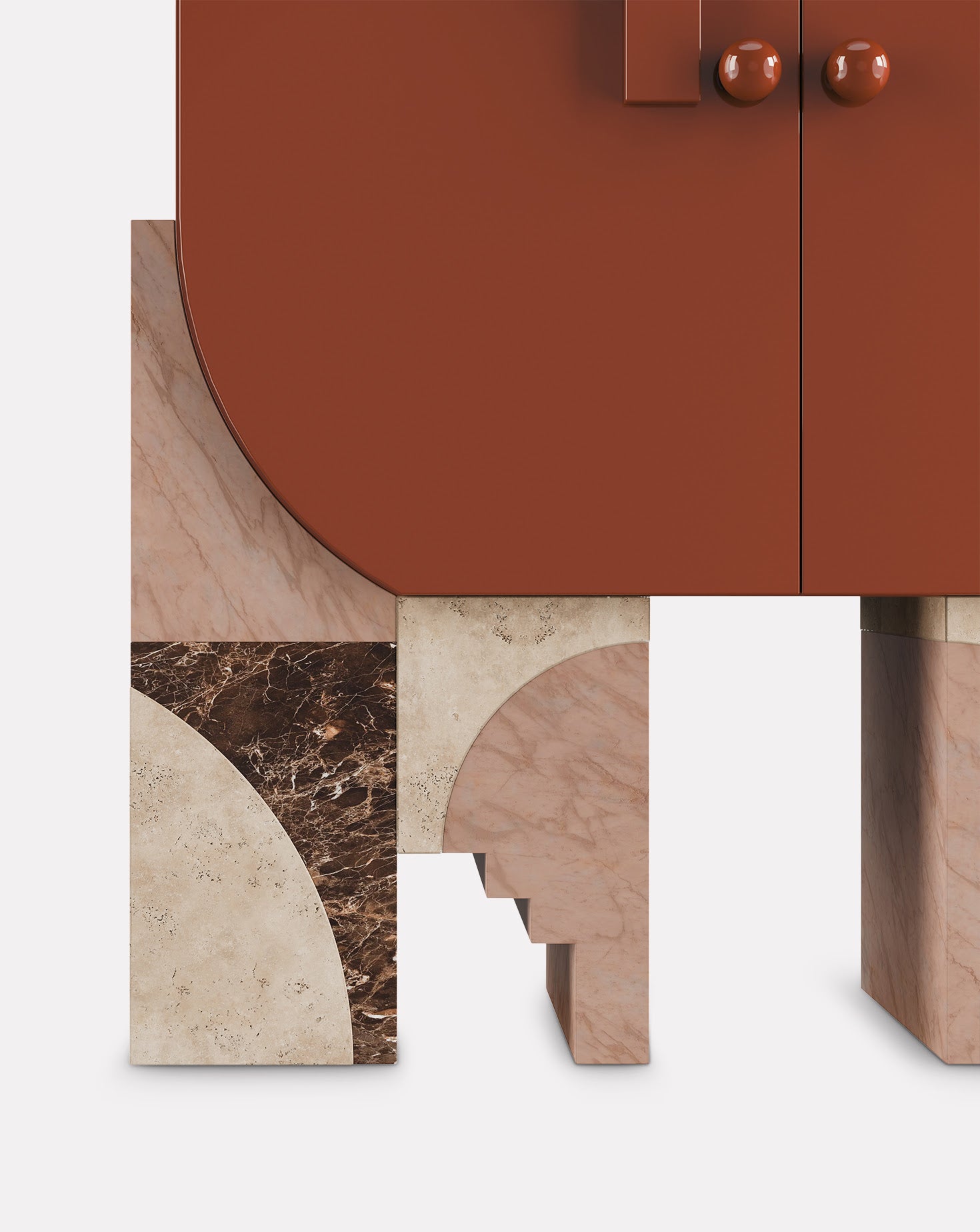 Arkos Bar Lacquered Wood Teracotta Cabinet