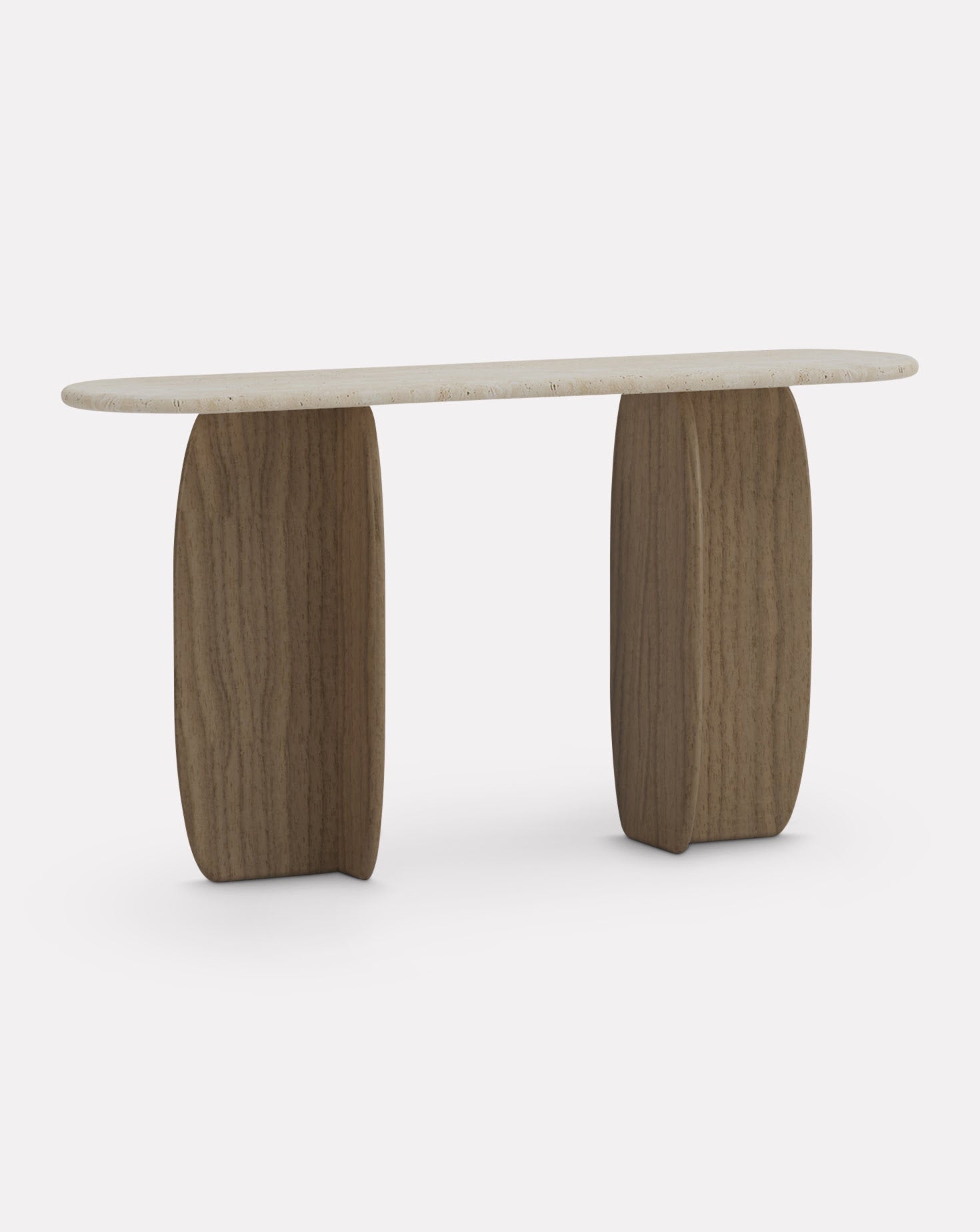 Catus Travertine and Wood Console
