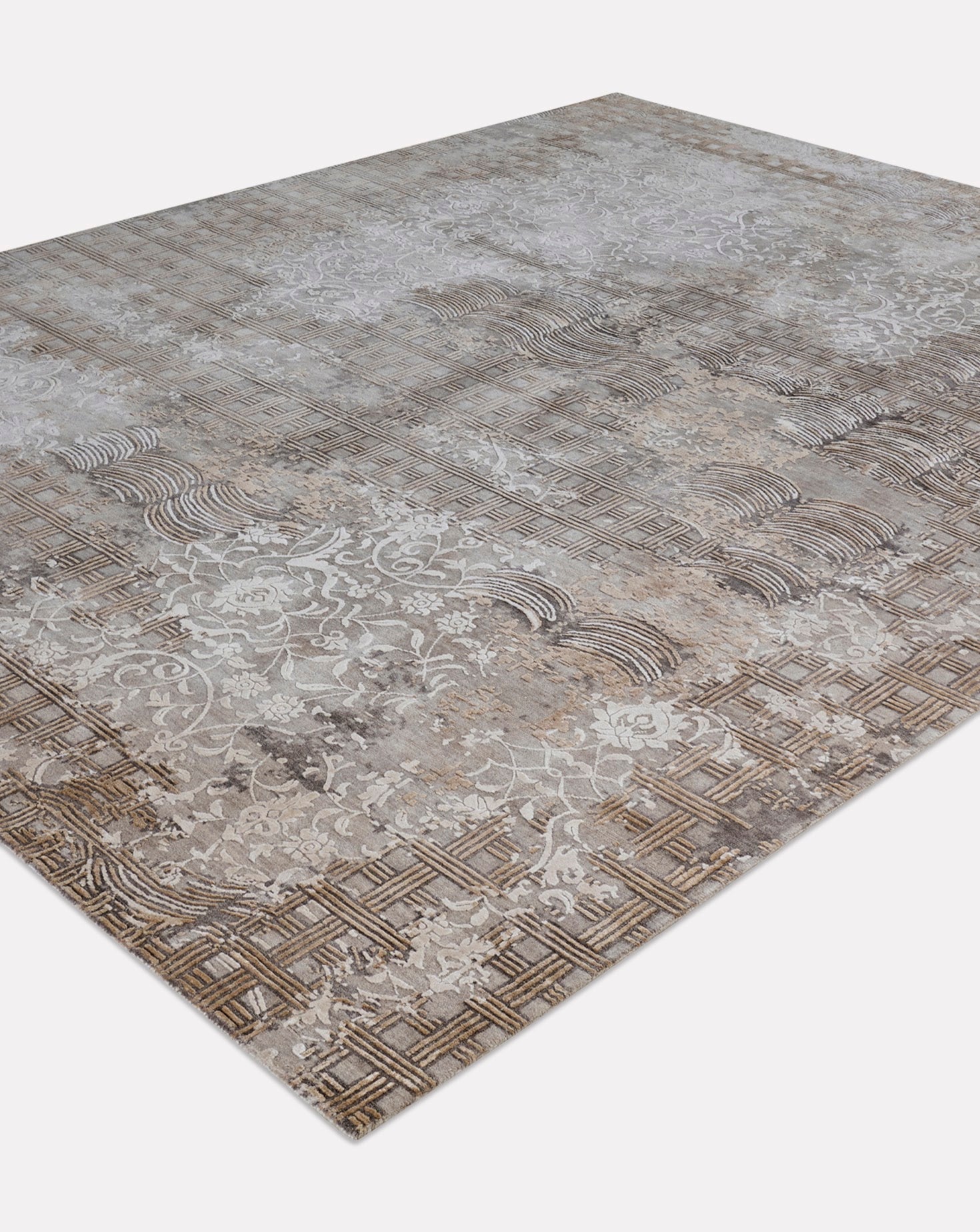 Crosslyn Sand Handknotted Wool and Silk Rug